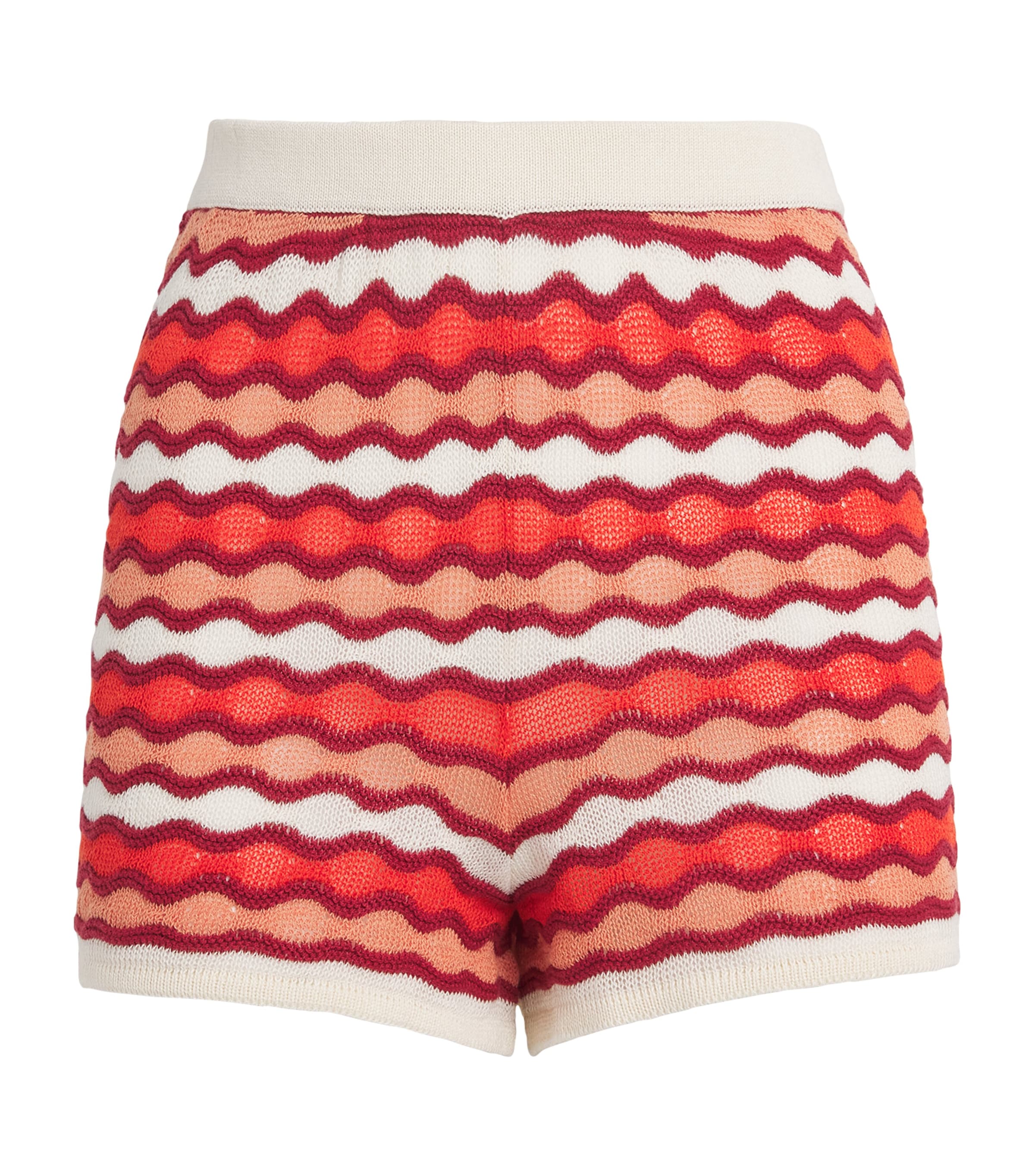 Escvdo Organic Cotton Crochet Mullu Shorts In Red