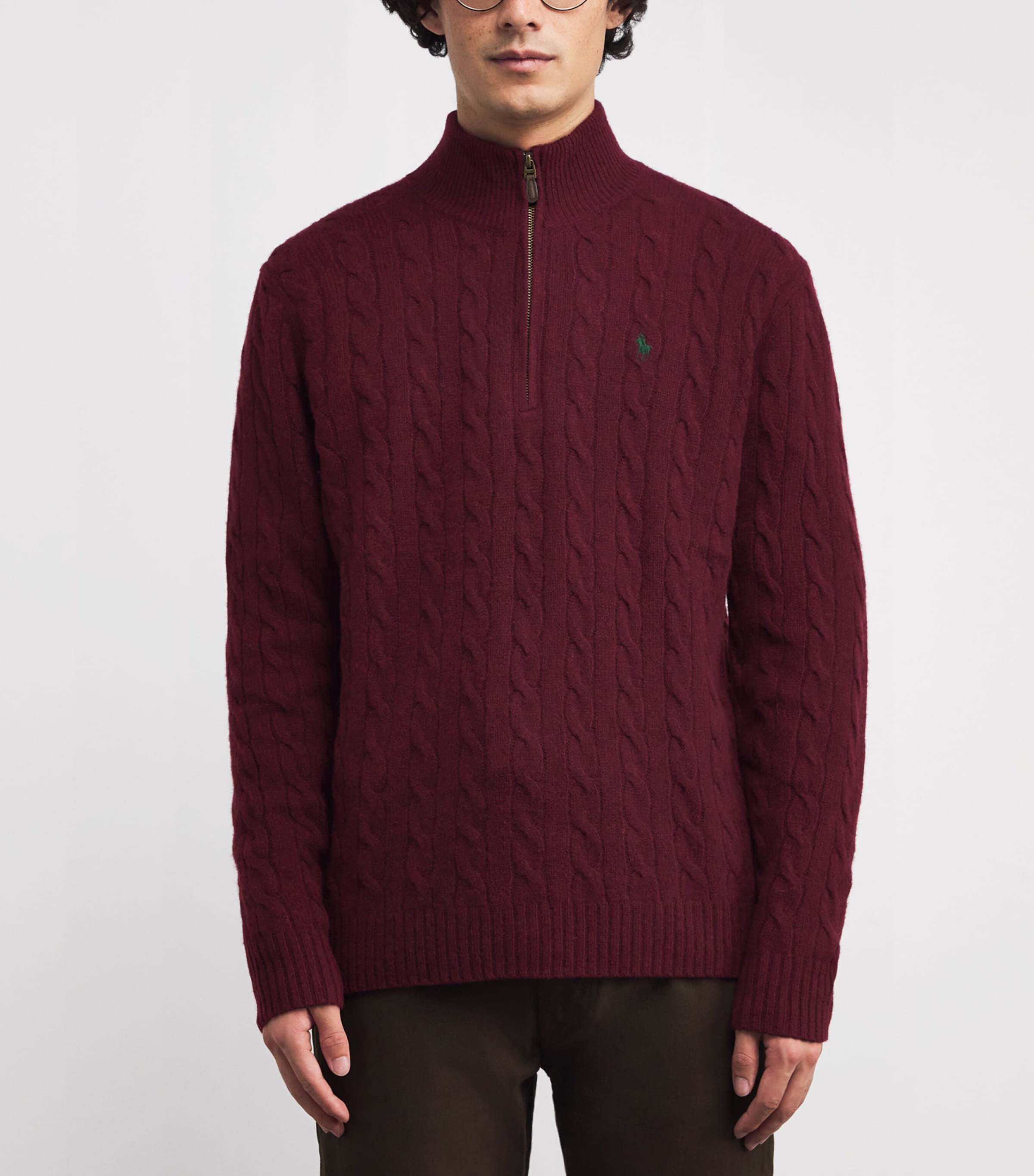 Wool-Cashmere Quarter-Zip Sweater DARK RED Image 3