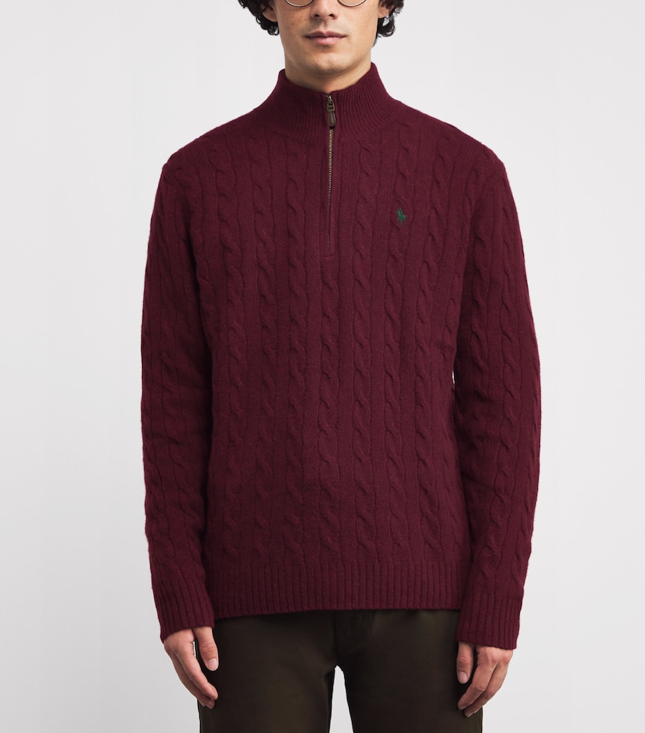 Wool-Cashmere Quarter-Zip Sweater DARK RED Image 3