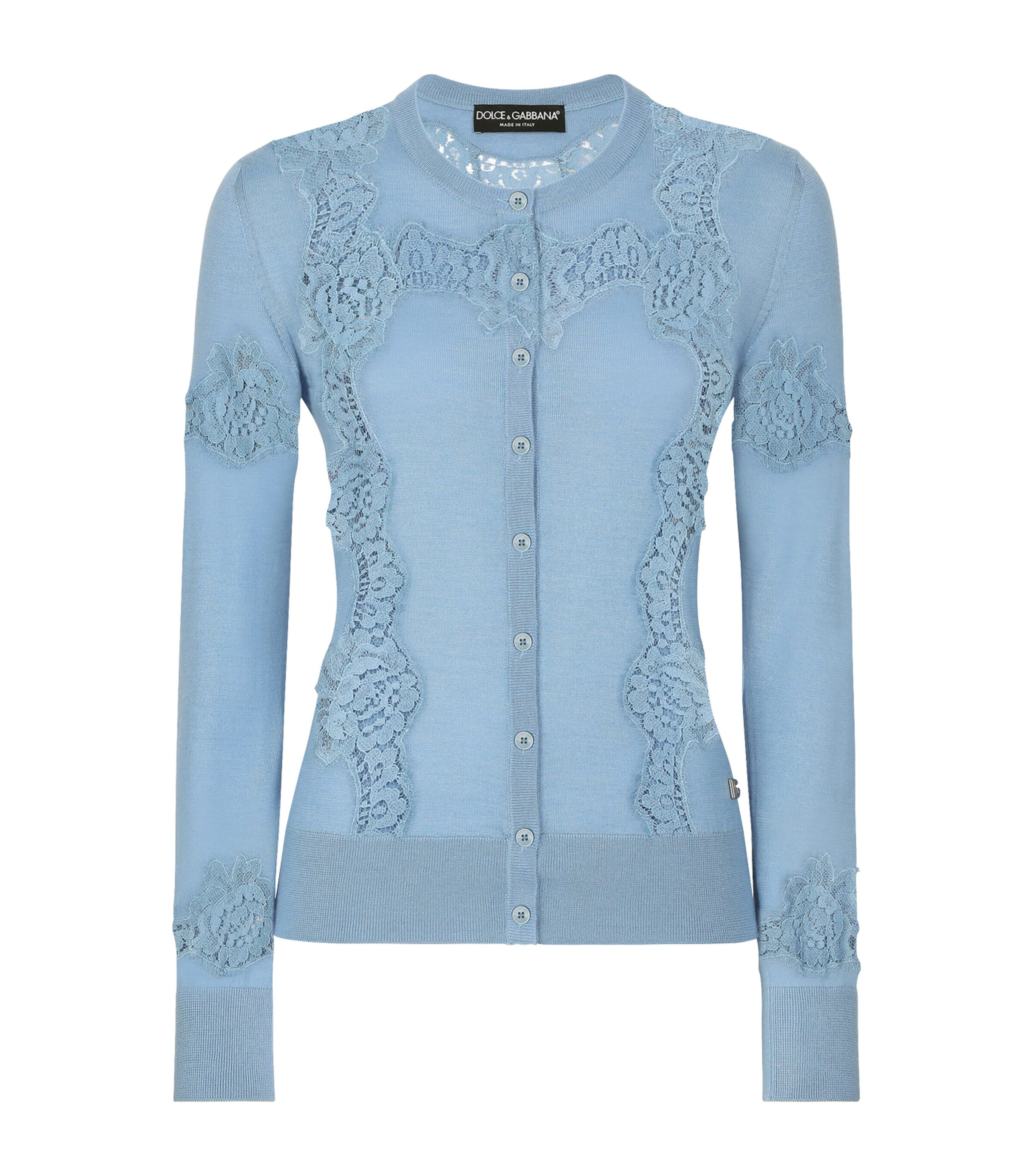 Dolce & Gabbana Cashmere And Silk Cardigan With Lace Inlay