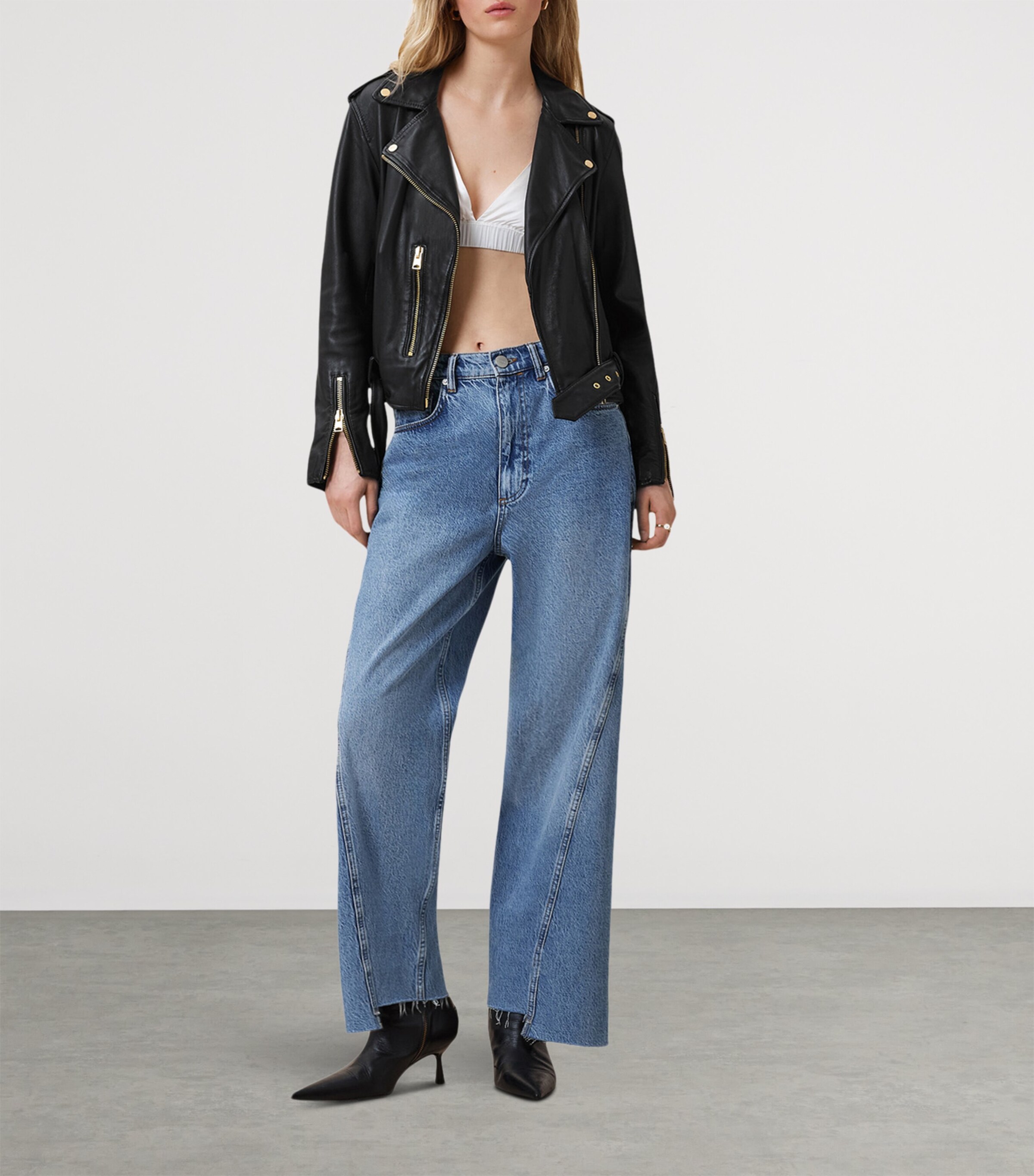 Leather Balfern Jacket BLACK/GOLD Image 2