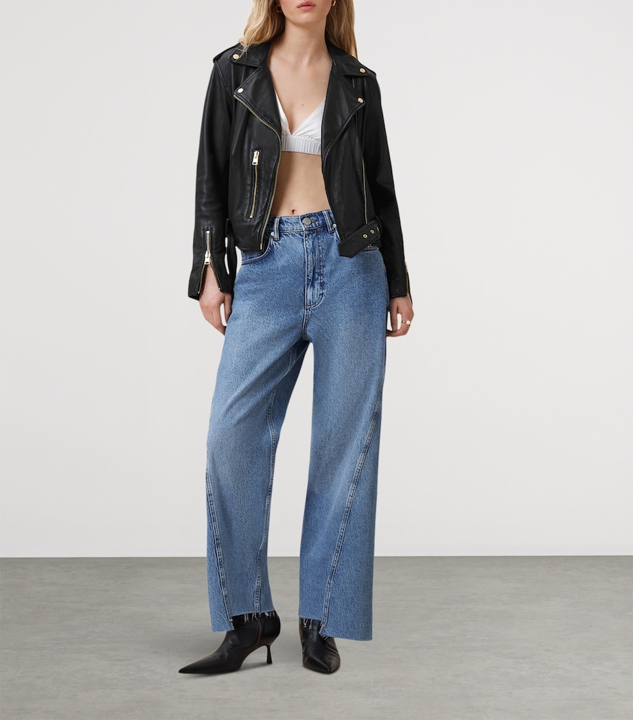 Leather Balfern Jacket BLACK/GOLD Image 2