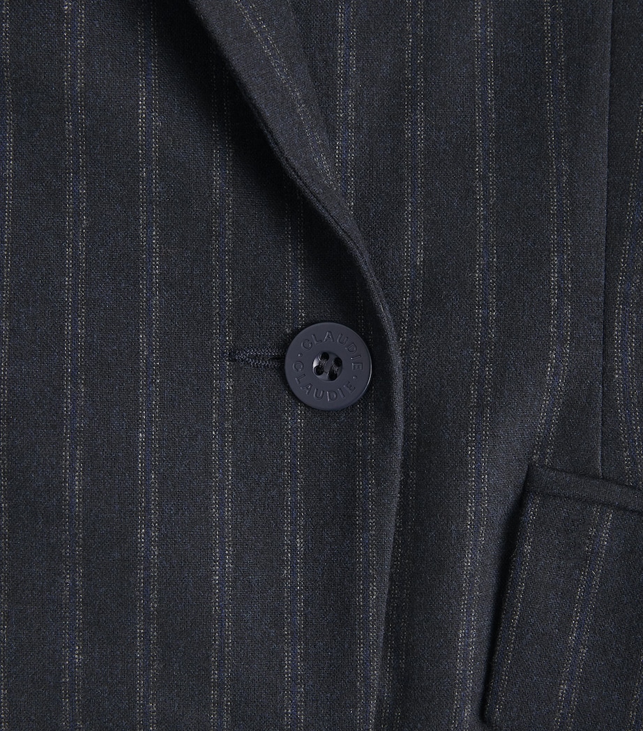Claudie Pierlot Womens Wool Pinstripe Asymmetric Blazer Dual Color Image 6
