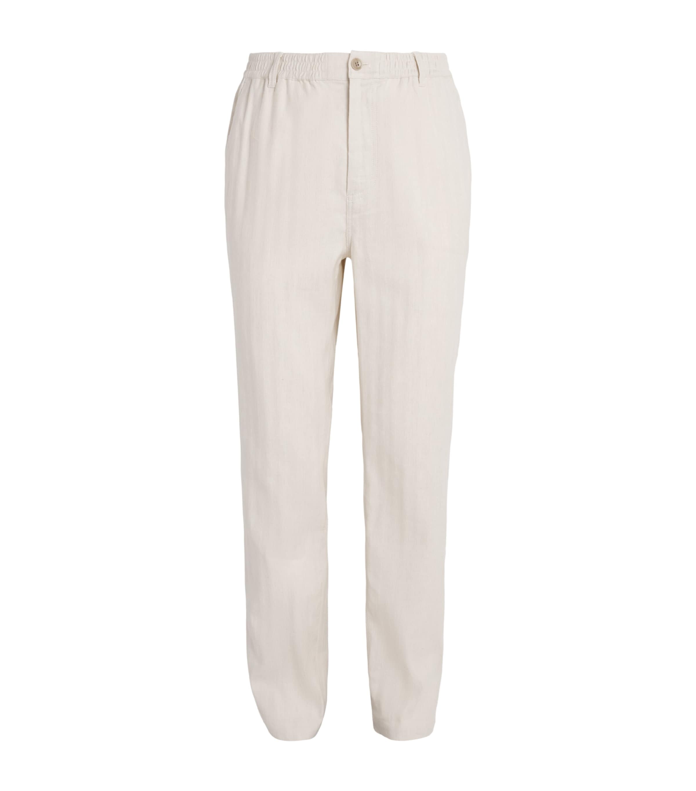 PAIGE Mens Stretch-Cotton-Linen Eberton Trousers Fossil Hrrngbn Image 1