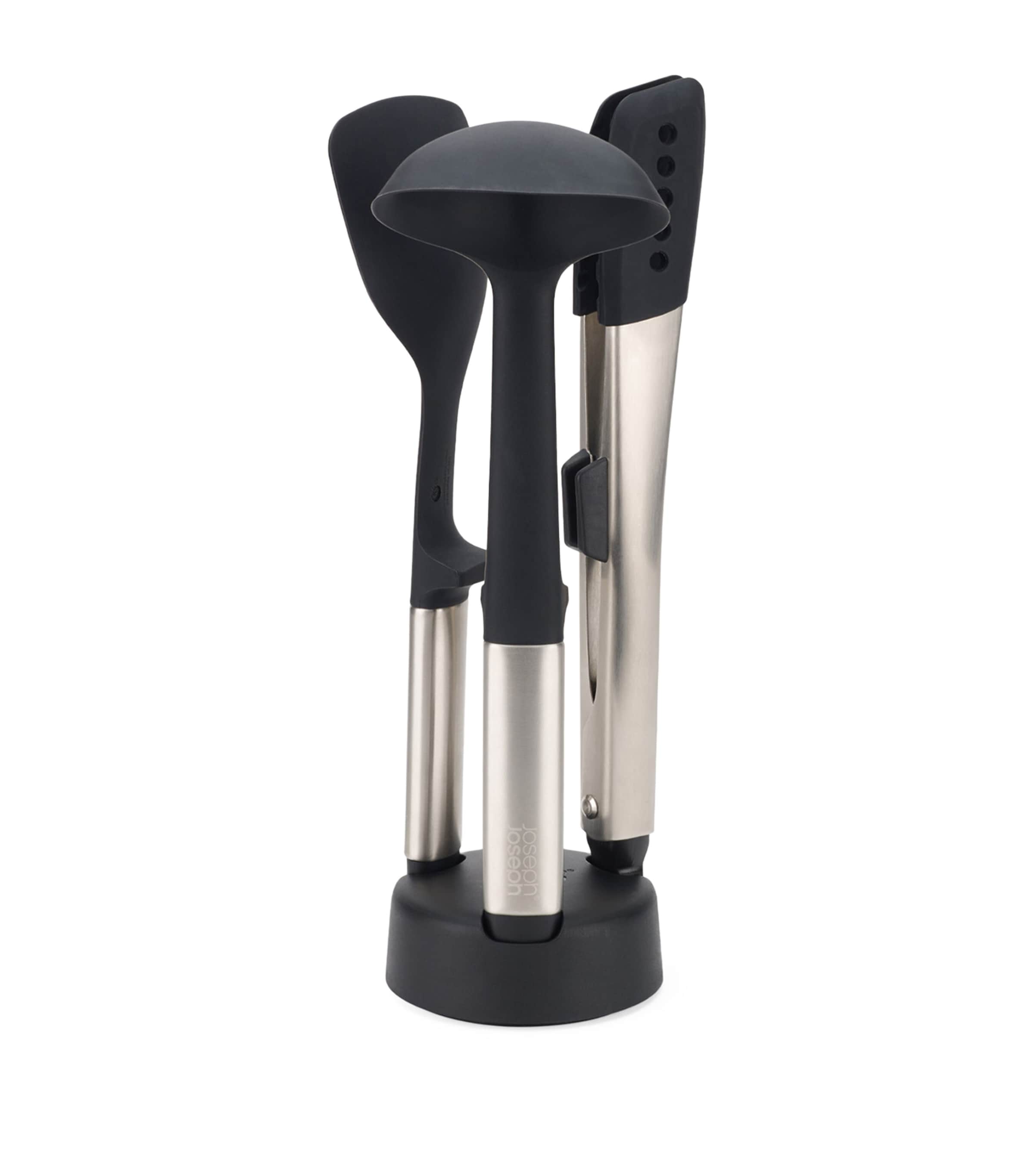 Joseph Joseph Elevate Fusion 3 Piece Silicone Set With Stand In Metallic
