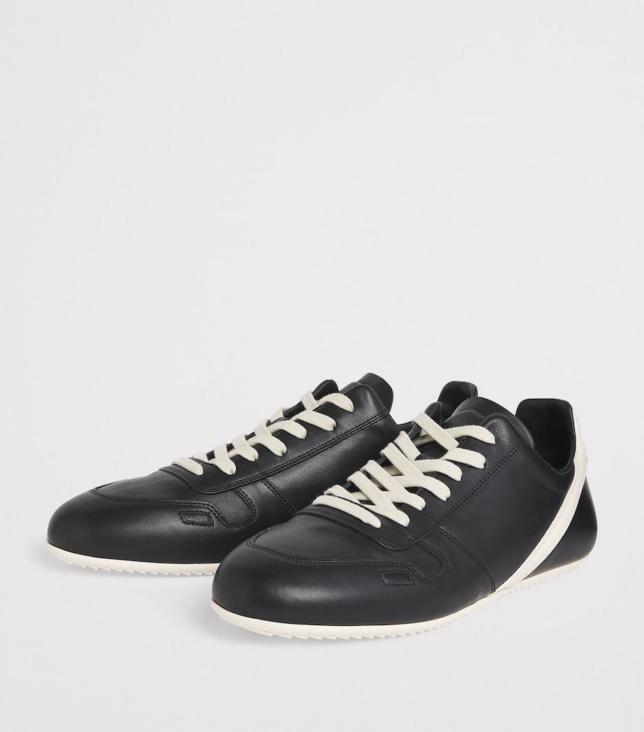 Leather Minimal Low-Top Sneakers BLACK/MILK/MILK Image 3