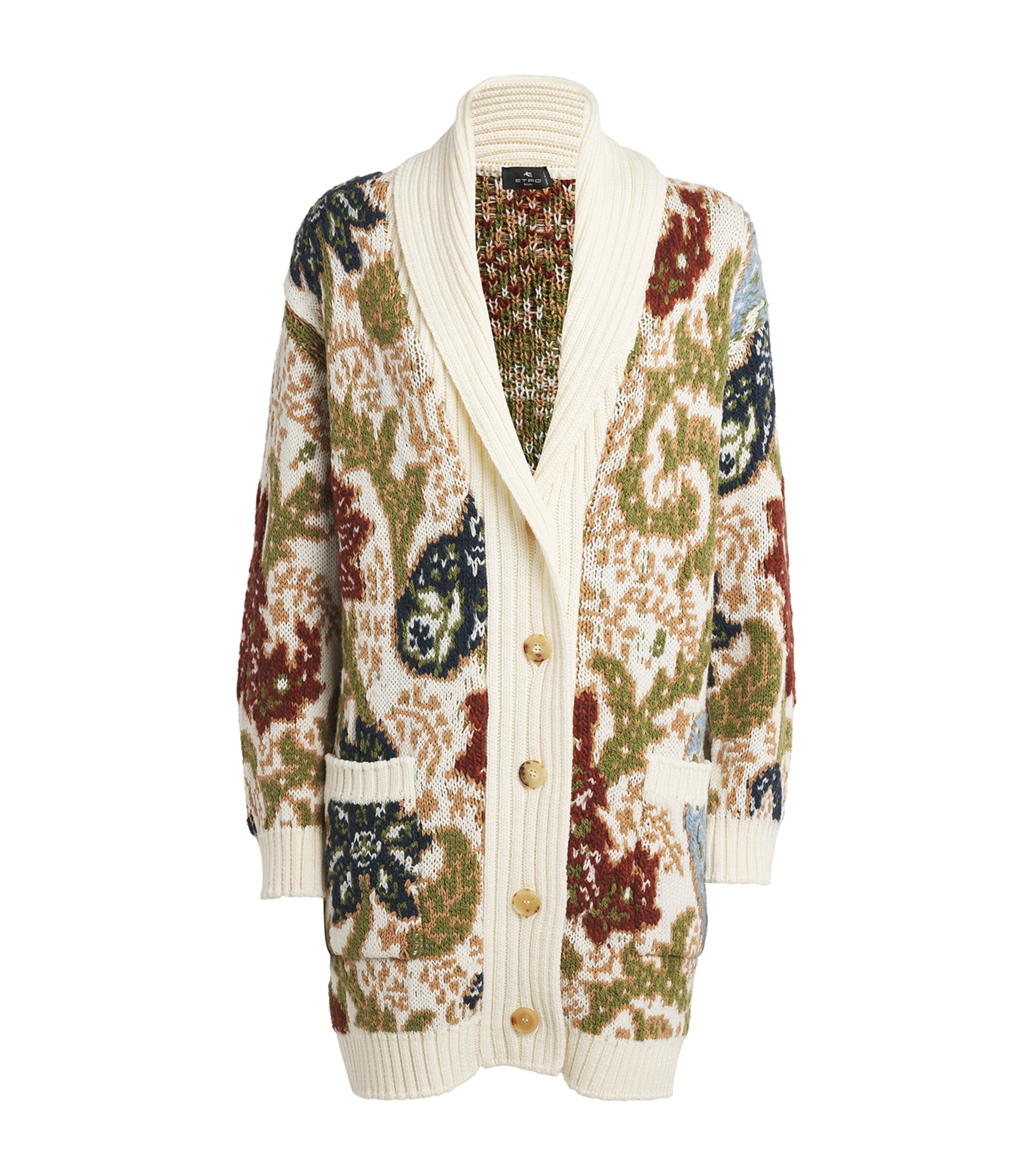 Shop Etro Lambswool-blend Paisley Cardigan In Ivory