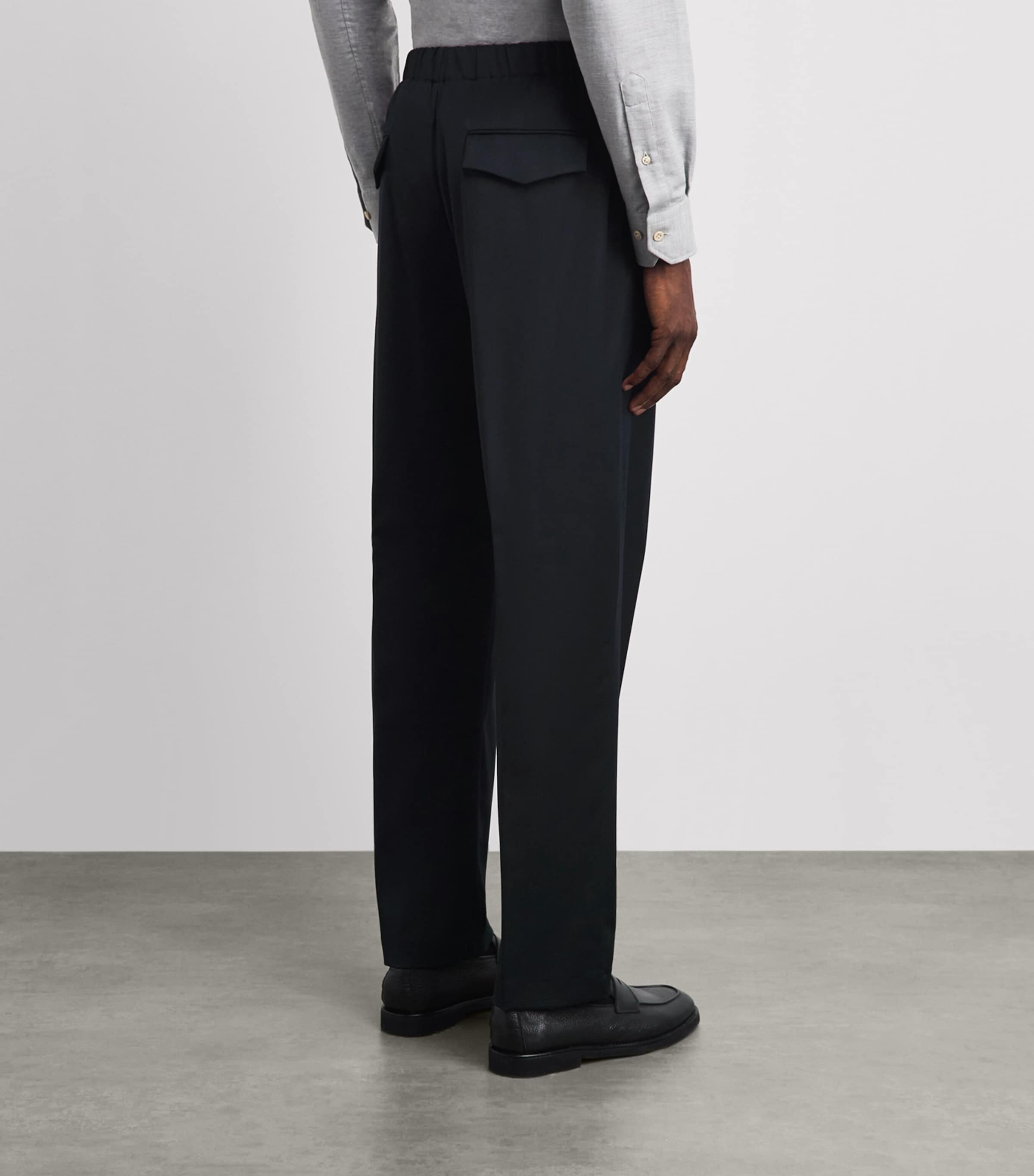 Lardini Mens Wool-Blend Easy Wear Trousers Navy Image 5
