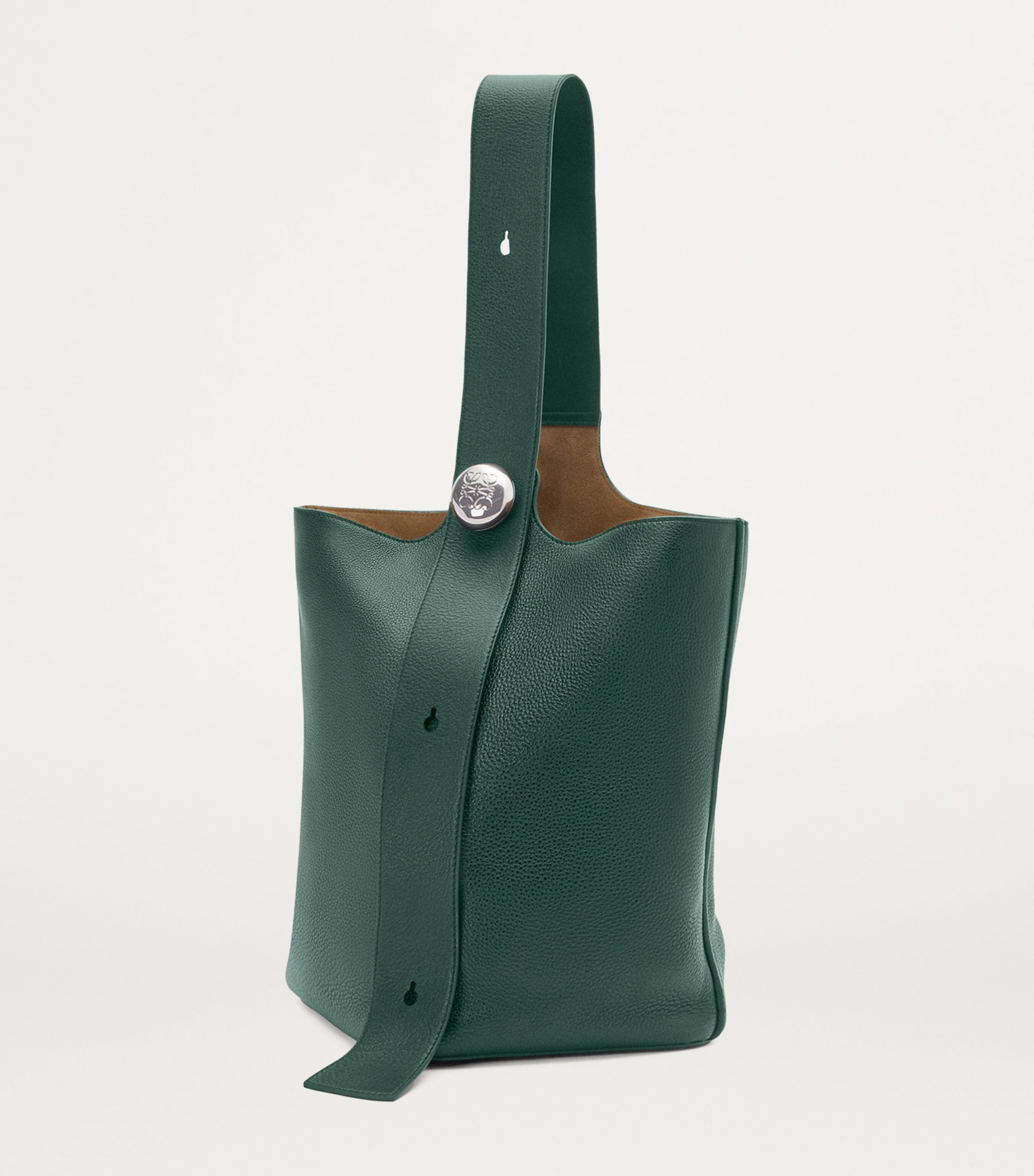 Large Leather Pebble Bucket Bag EVERGREEN Image 2