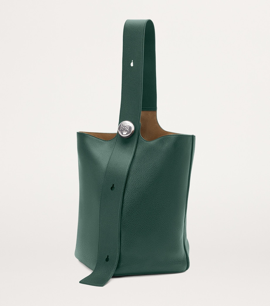 Large Leather Pebble Bucket Bag EVERGREEN Image 2