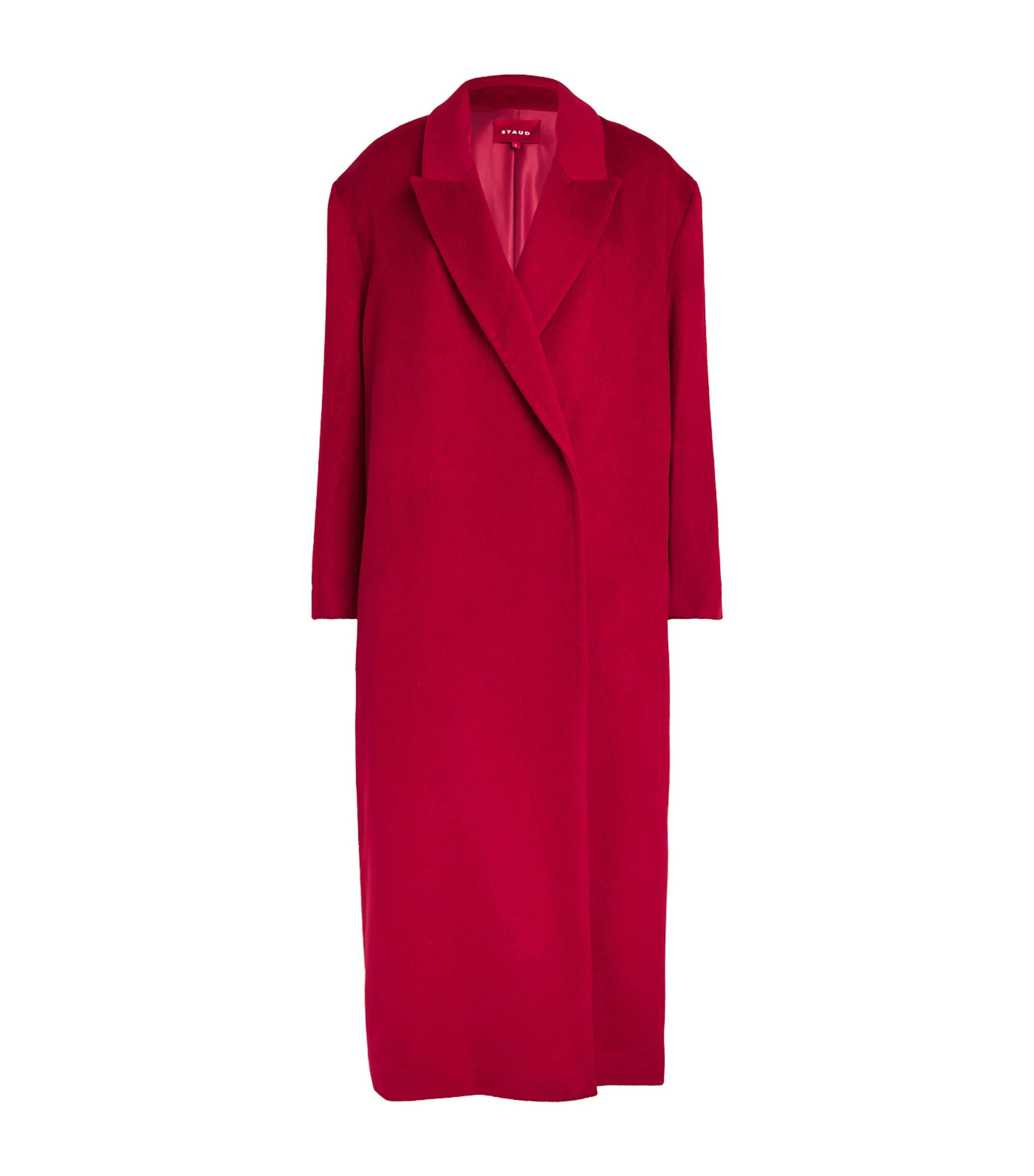 Staud Wool-blend Serge Coat In Red