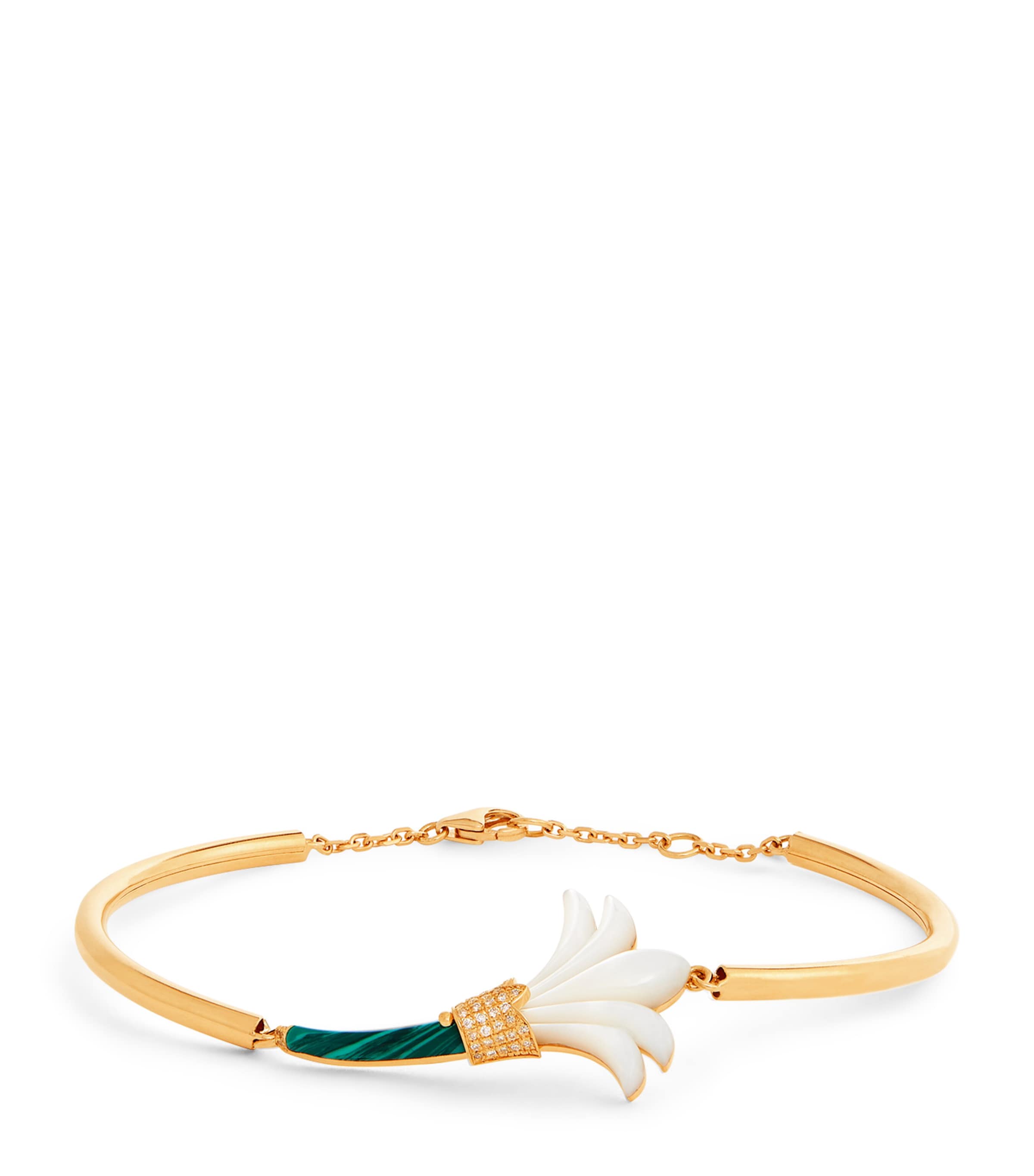 L'ATELIER NAWBAR Yellow Gold, Diamond, Mother-of-Pearl and Malachite Psychedeliah Bangle Yellow Gold Image 1