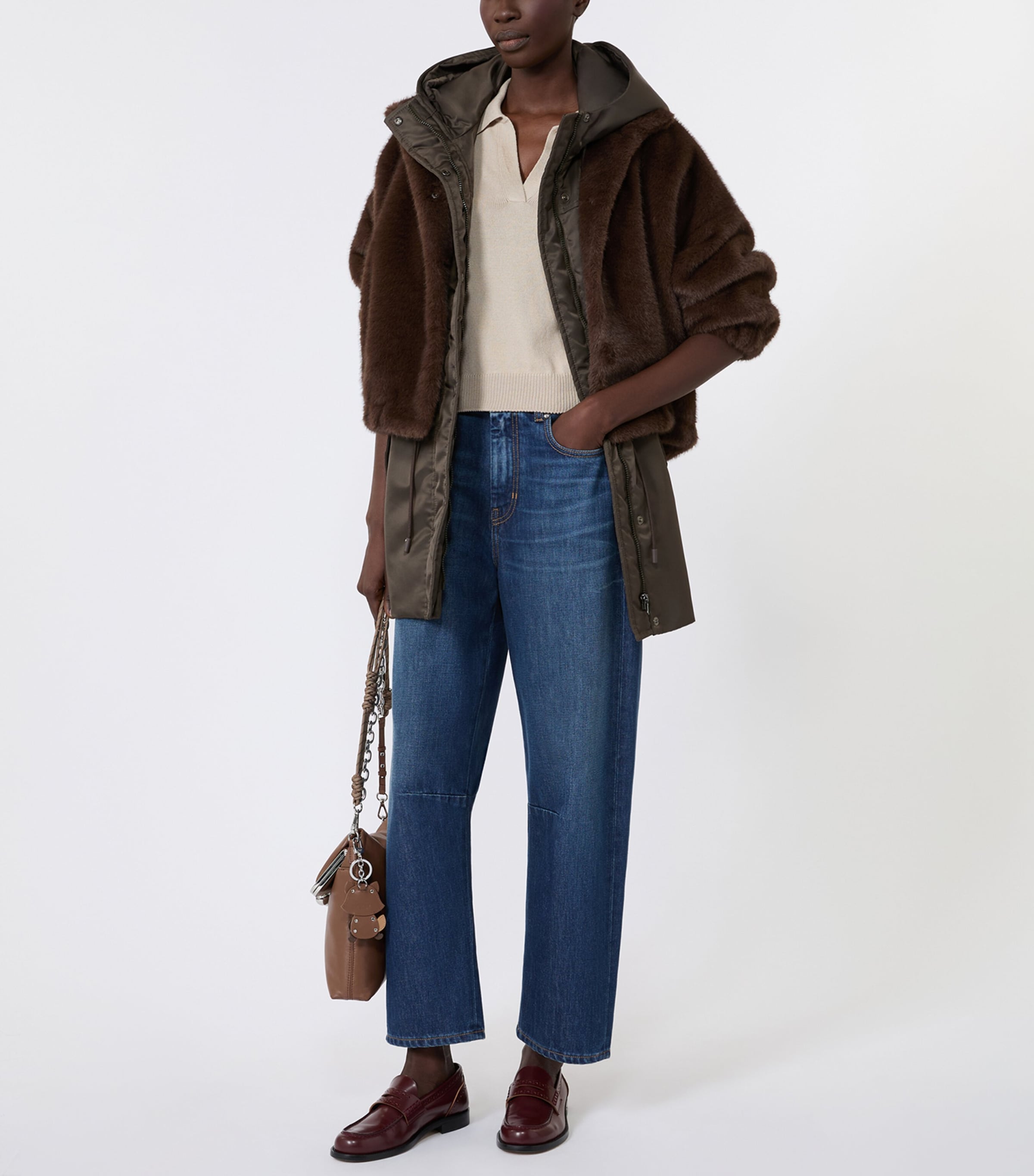 Weekend Max Mara Womens Sleeveless Hooded Puffer Jacket Mud Image 5