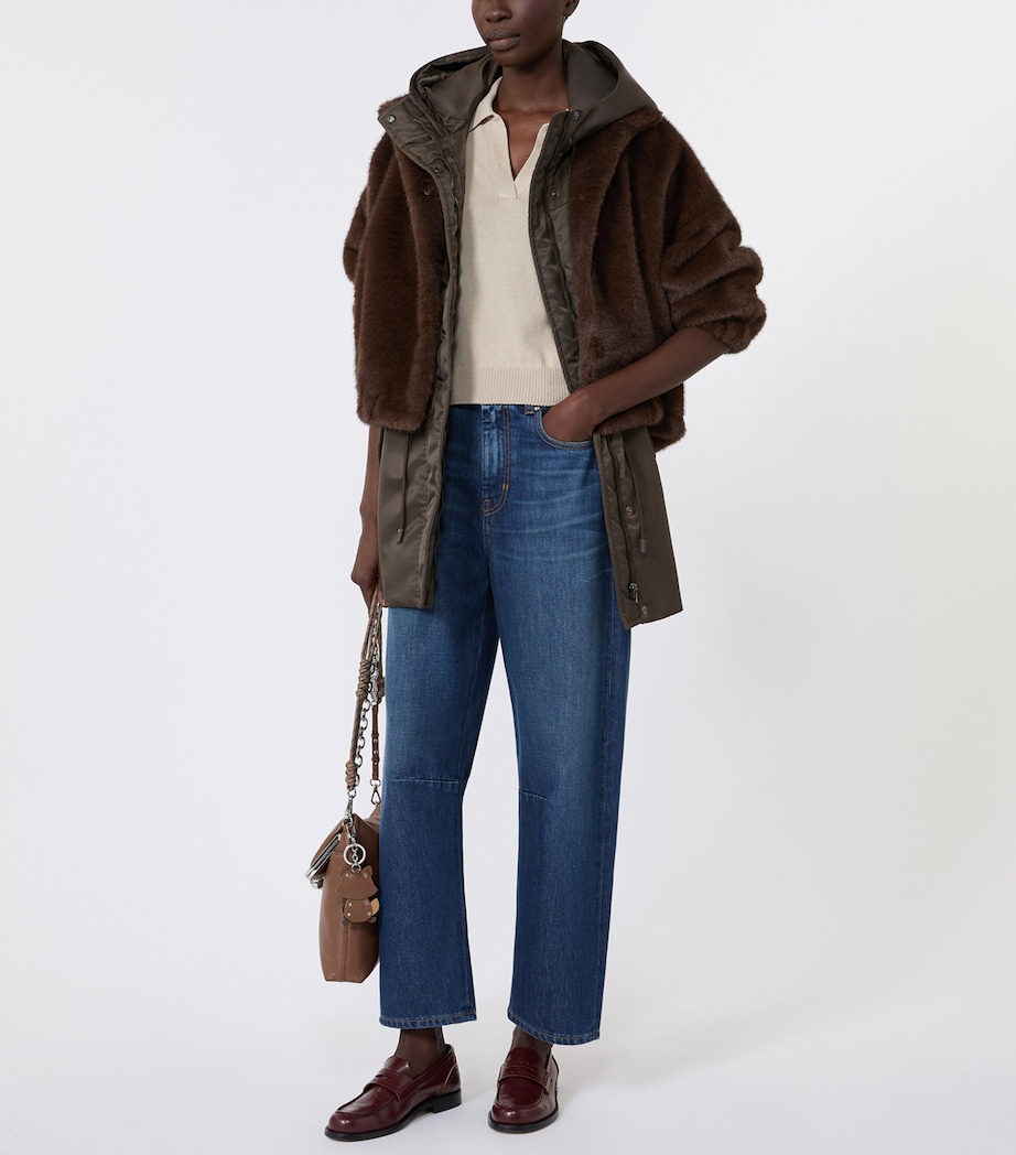 Weekend Max Mara Womens Sleeveless Hooded Puffer Jacket Mud Image 5