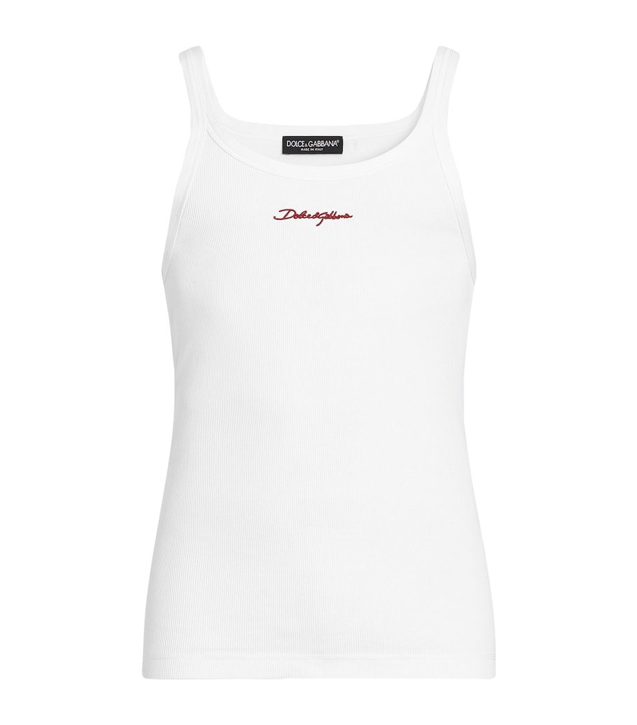 Dolce&Gabbana Mens Cotton Logo Tank Top Optical White Image 1