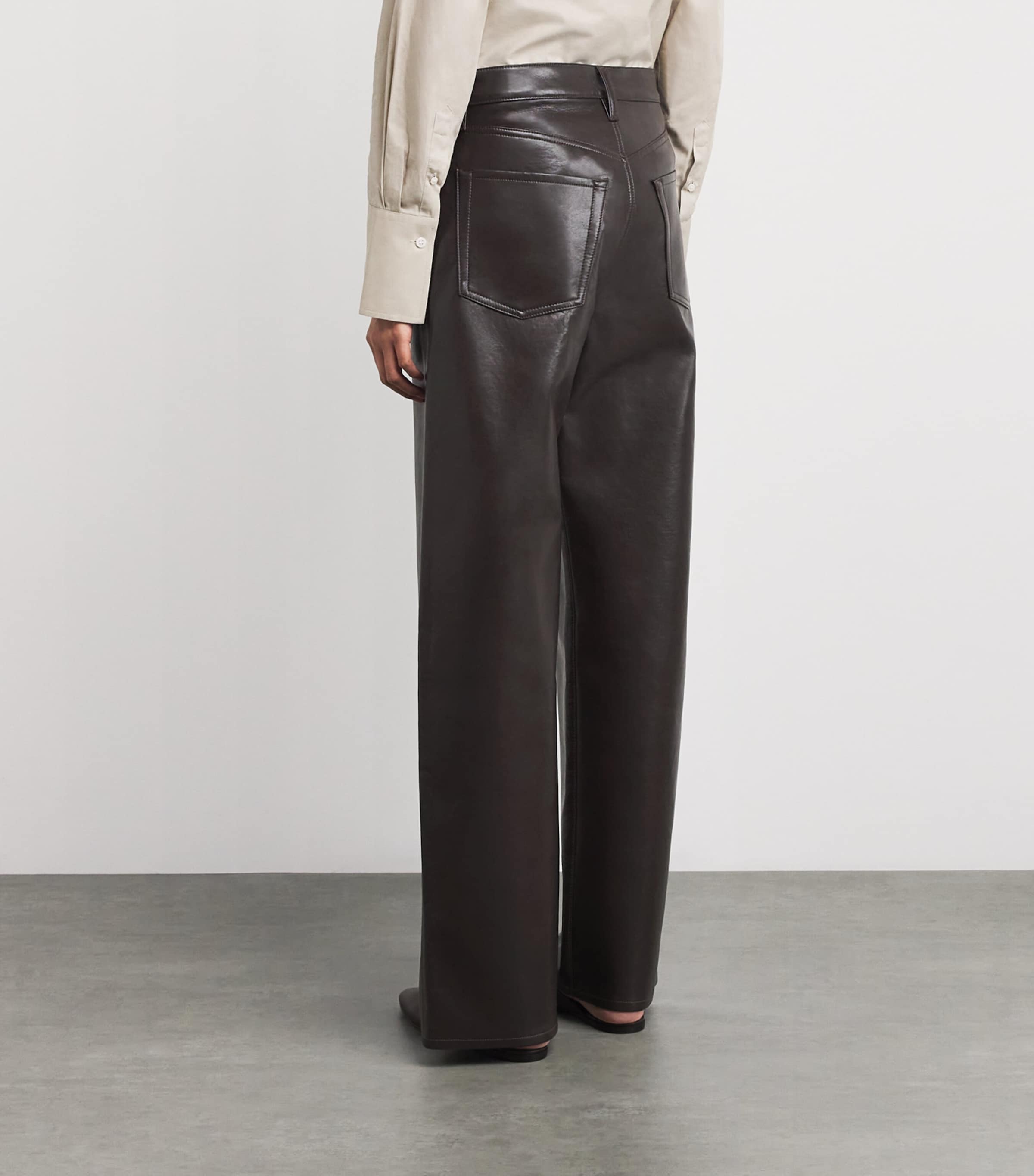 Leather-Blend Ayla Baggy Jeans CHO Image 4