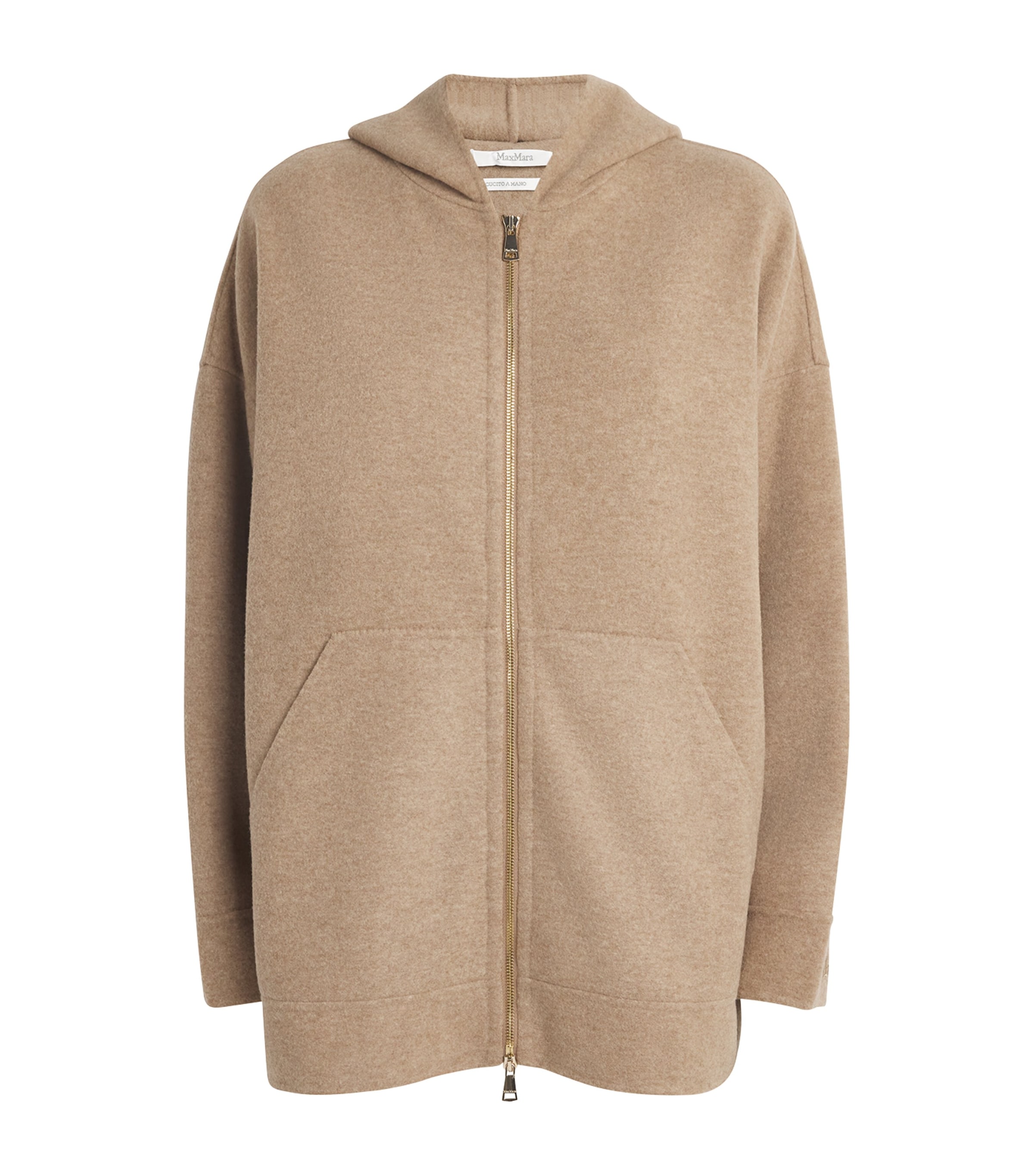 Max Mara Virgin Wool-cashmere Hoodie In Beige