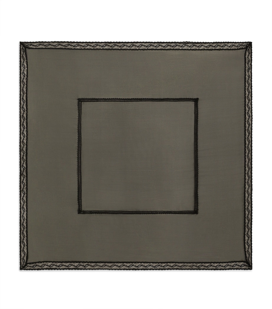 Silk-Blend Lace-Trim Scarf N0000-BLACK Image 1