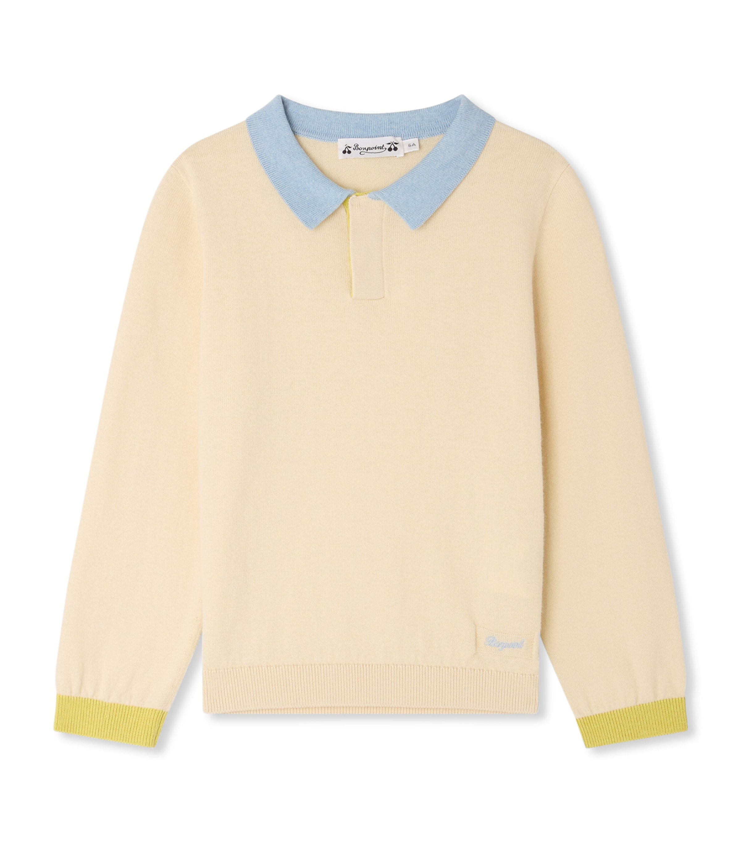 Bonpoint Long-Sleeve Polo Shirt (4-8 Years) Upb Ecru Image 1