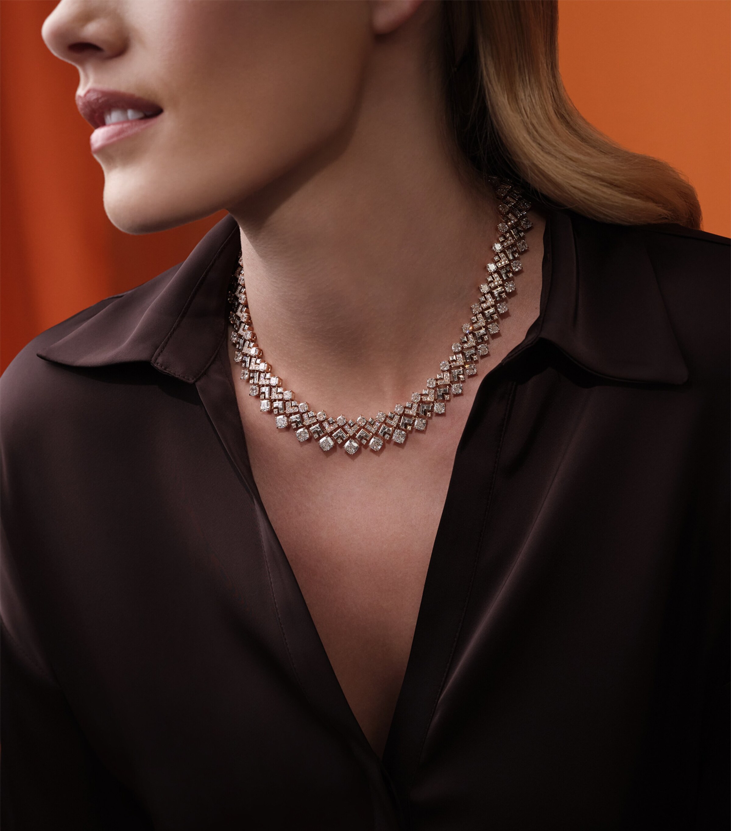Boodles Rose Gold and Diamond The Pallace Collection Tudor Skyline Collar Necklace Rose Gold Image 2