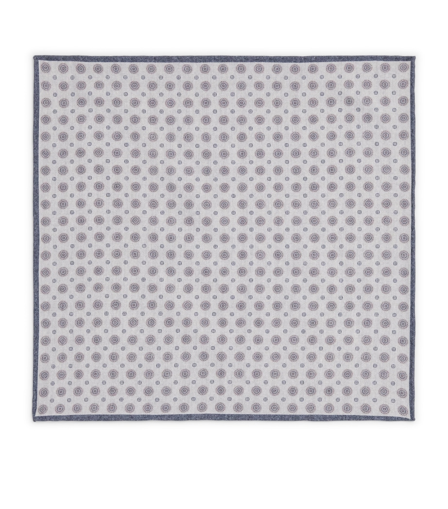 Eleventy Cotton-Wool Pocket Square Avorio, Azzurro, Mor Image 1