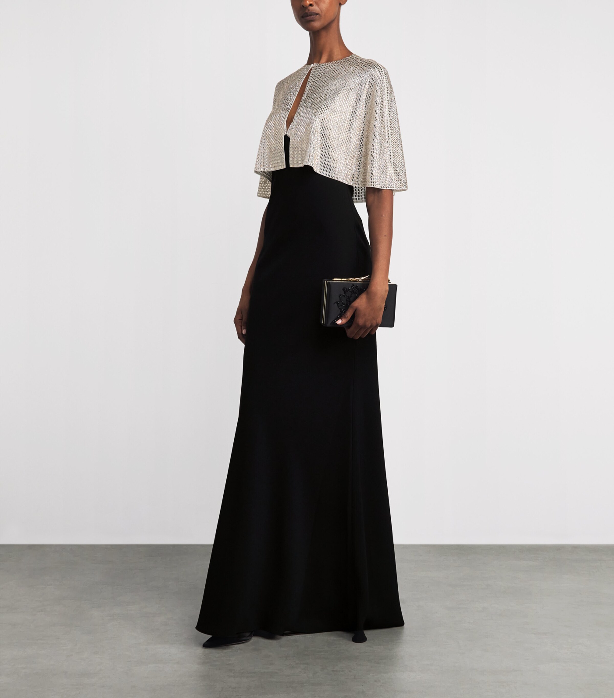 Roland Mouret Womens Embellished-Cape Gown Black Image 2