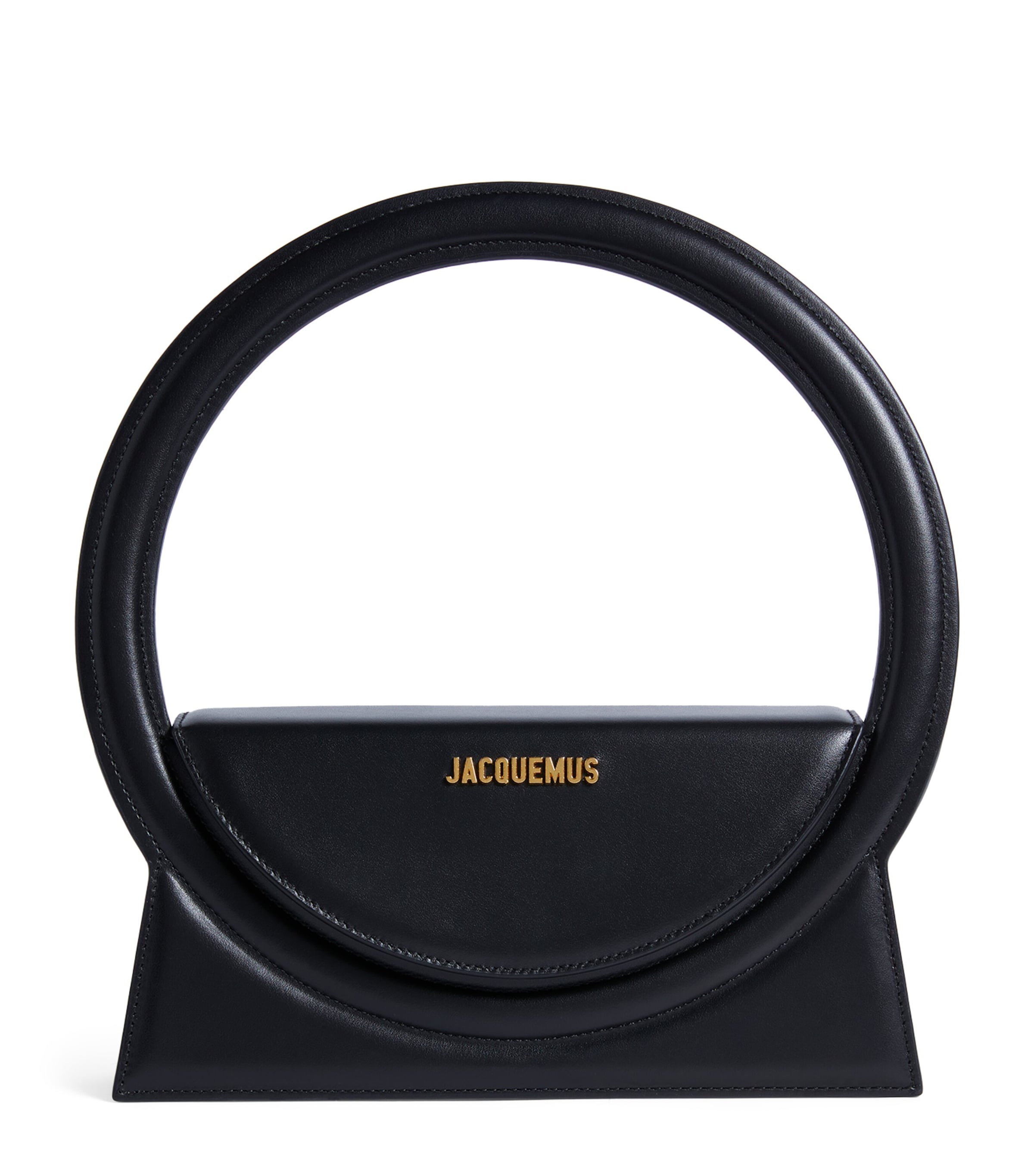 Jacquemus Leather Le Sac Rond Top-handle Bag In Black