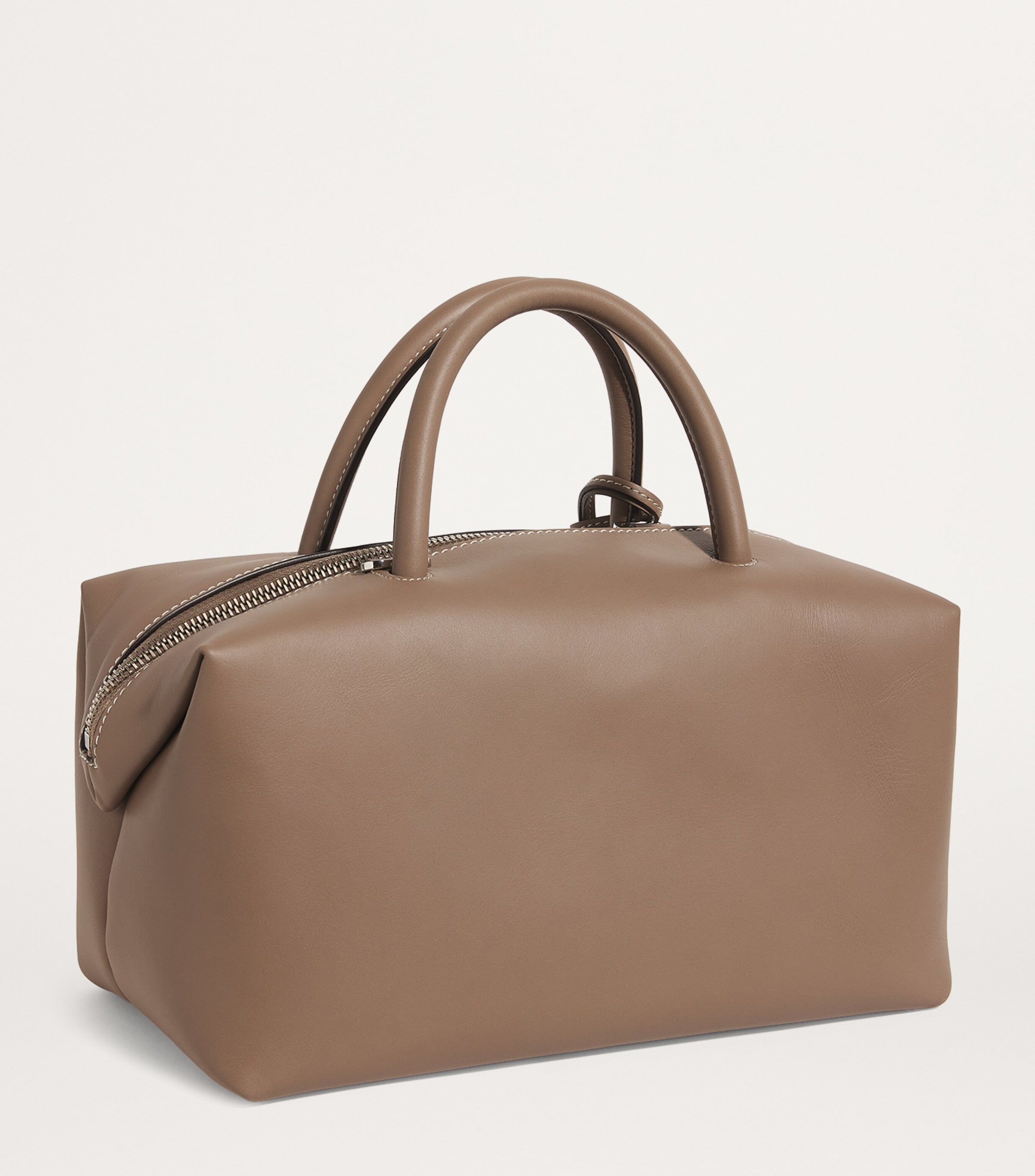 Leather Satchel Top-Handle Bag MUD Image 3