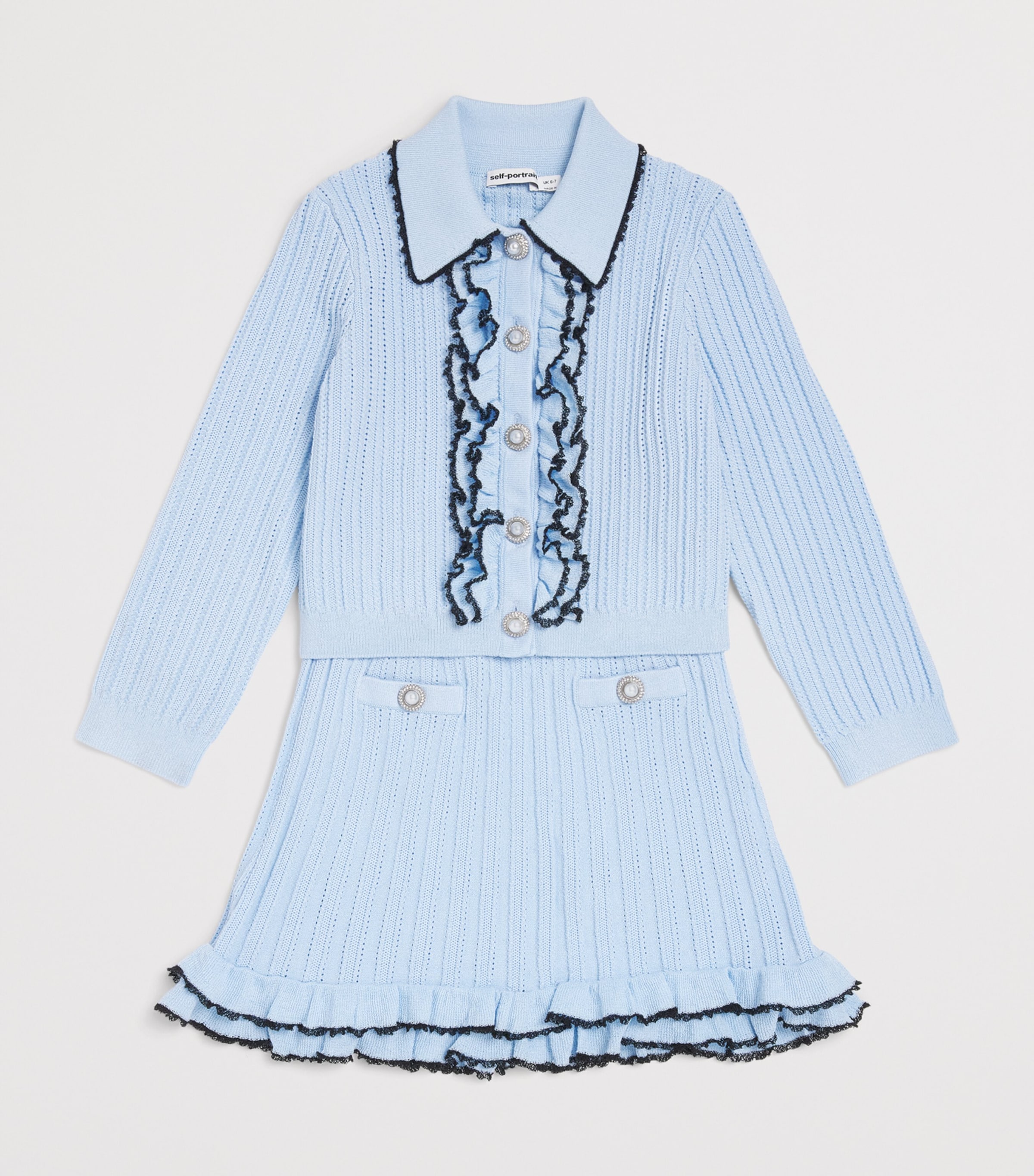 Self-Portrait Kids Frill-Trim Knit Skirt (4-12 Years) Image 3