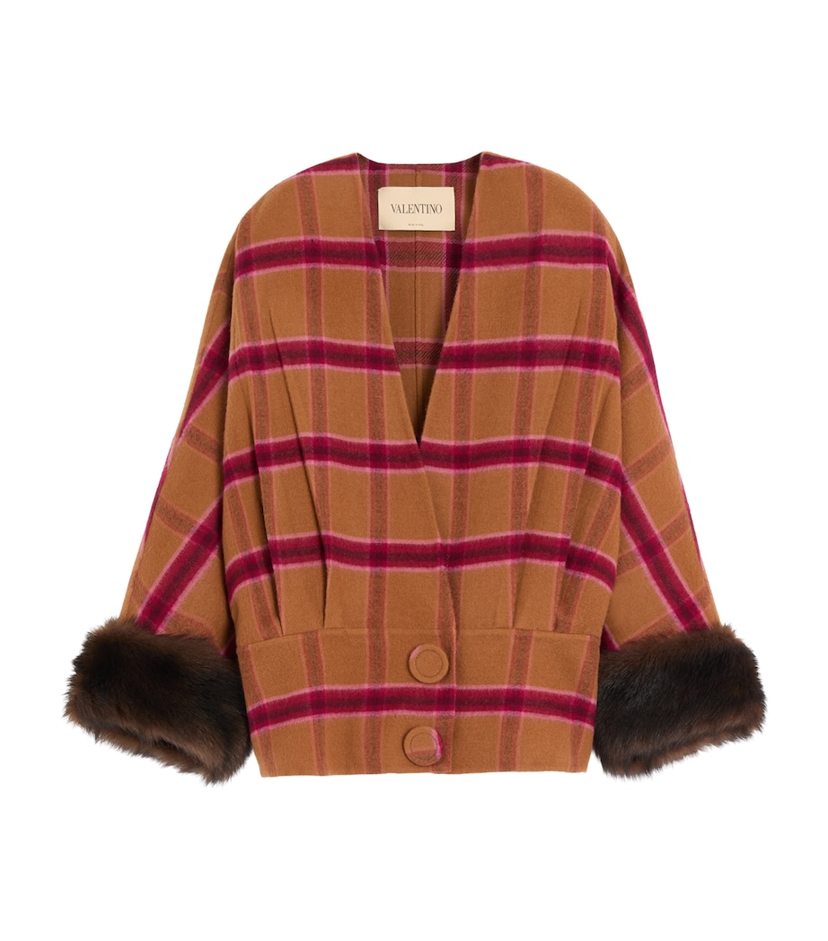 Valentino Womens Wool Check Wrap Jacket Image 1