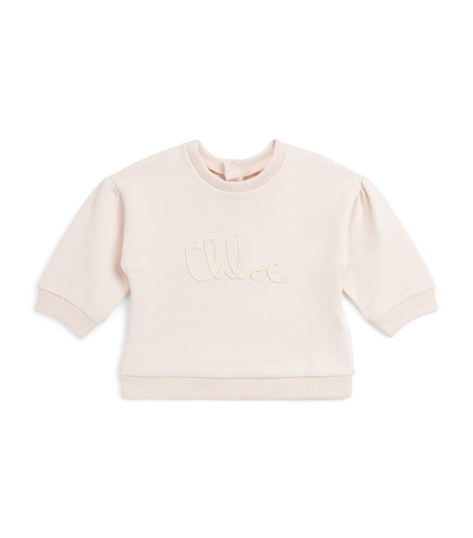 Chloé Kids Cotton Logo Sweatshirt (18 Months-3 Years) Pink Image 1