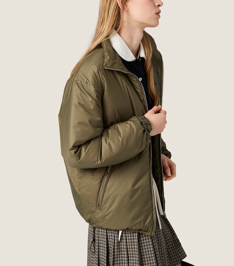 Miu Miu Womens Ripstop Funnel-Neck Puffer Jacket Green Image 5