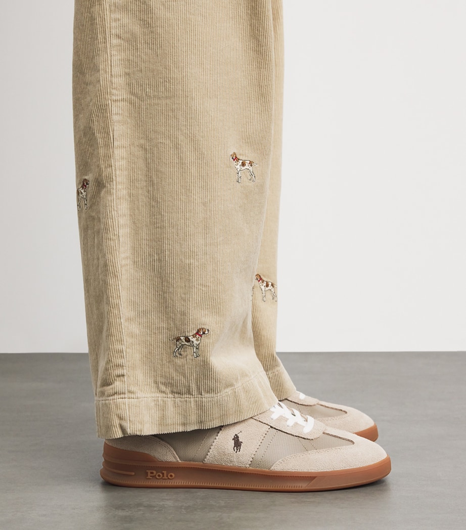 Polo Ralph Lauren Suede-Blend Heritage Court Sneakers Milkshake/dark Brown Image 4