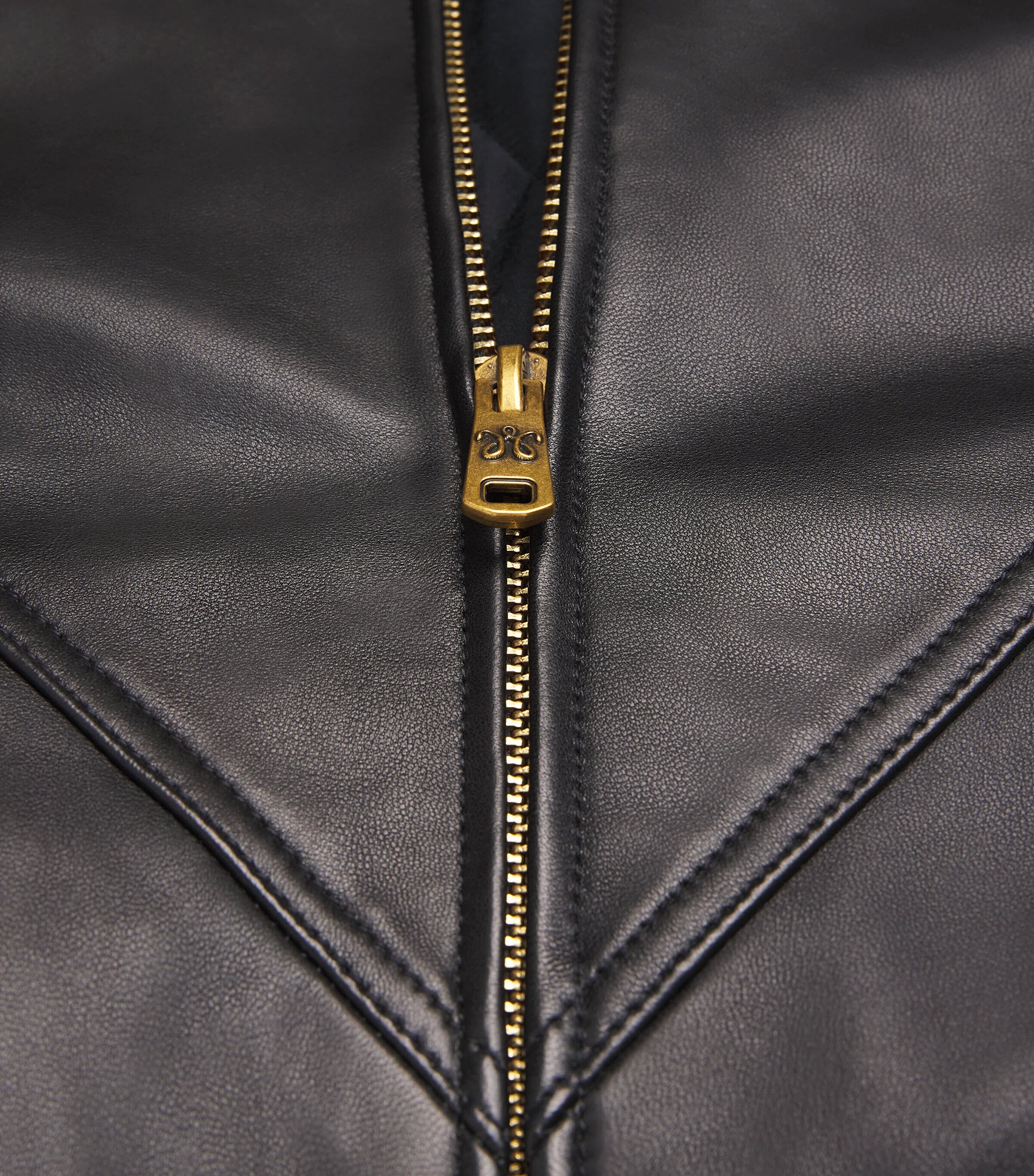 Leather Ruff Rider Bomber Jacket BLACK Image 5