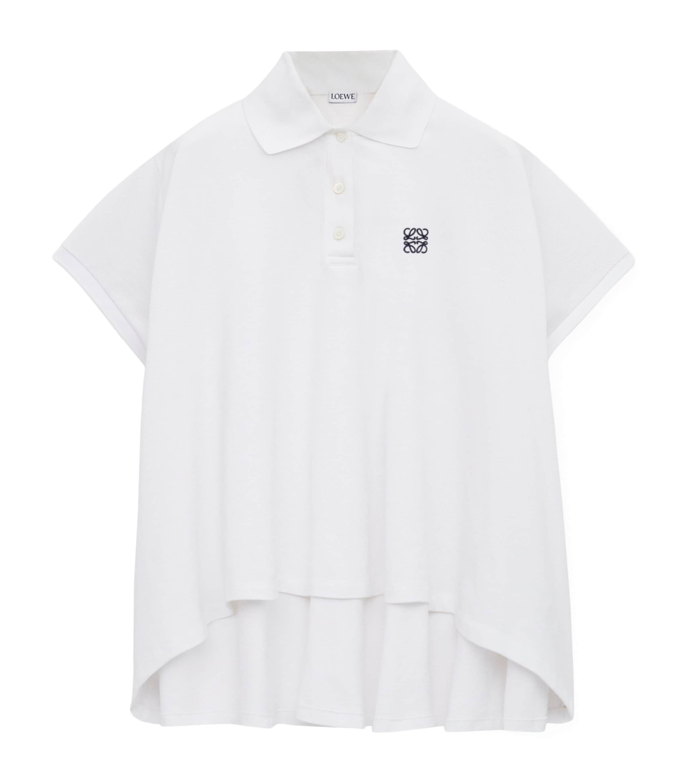 LOEWE Womens Asymmetric-Hem Polo Shirt White Image 1