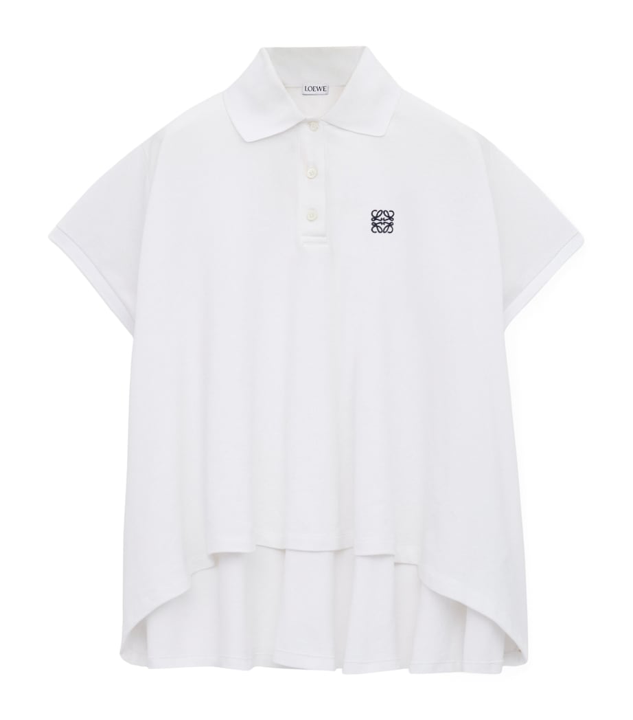 LOEWE Womens Asymmetric-Hem Polo Shirt White Image 1