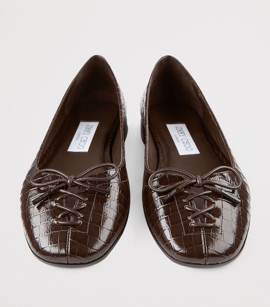 Scarlett Crocodile Embossed Ballet Flats CHOCOLATE Image 2