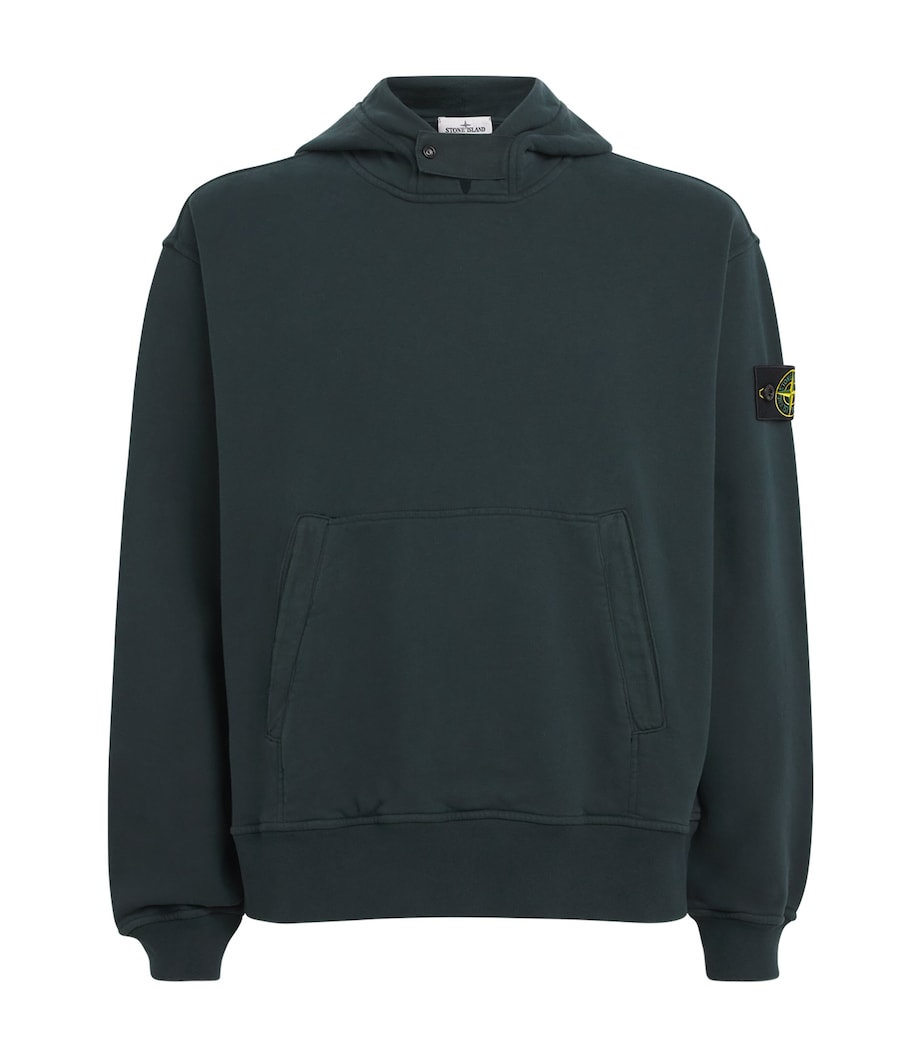 Stone Island Mens Organic Cotton Compass Hoodie Image 1