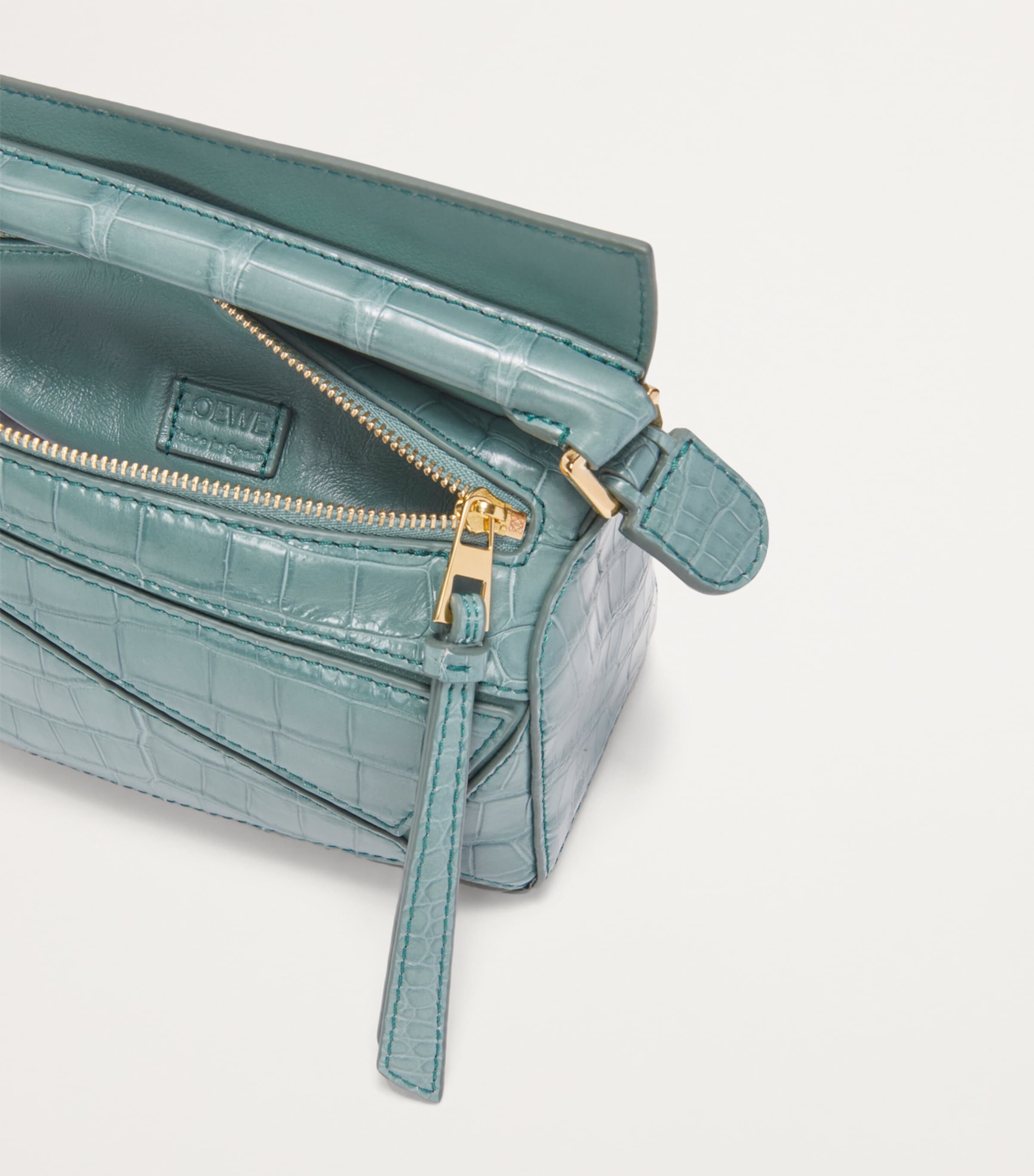 Mini Crocodile Puzzle Top-Handle Bag GREY BLUE Image 5