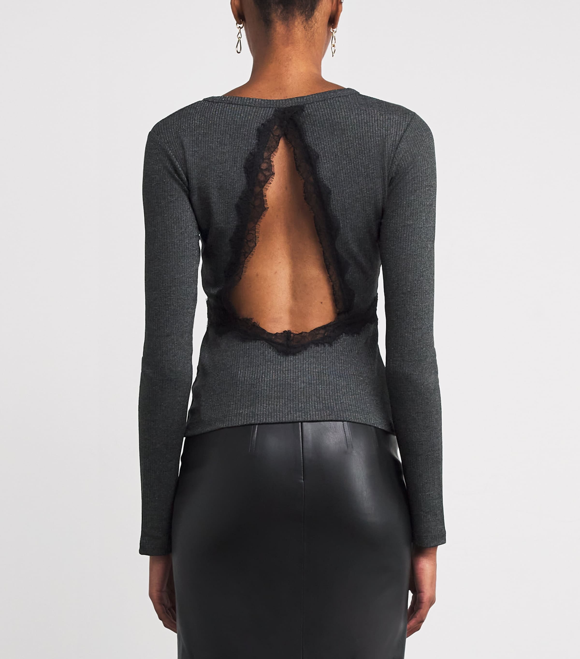 Lace Open-Back Top BLACK Image 4