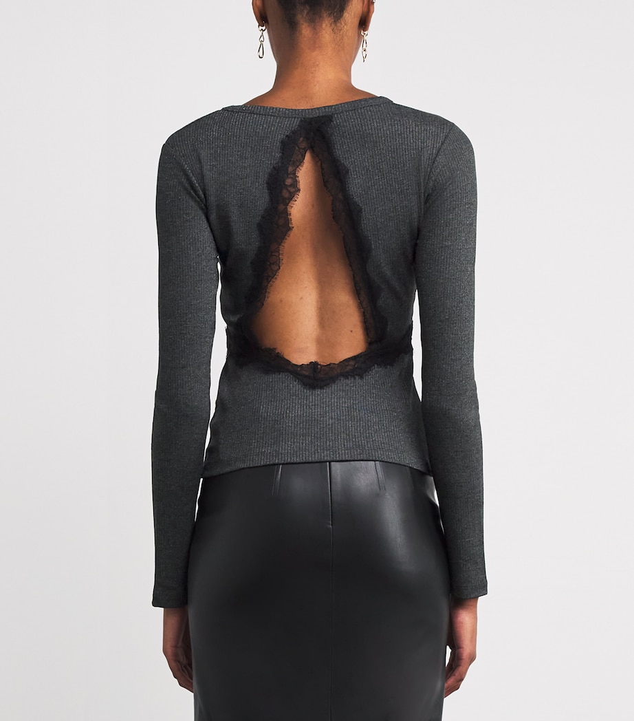 Lace Open-Back Top BLACK Image 4