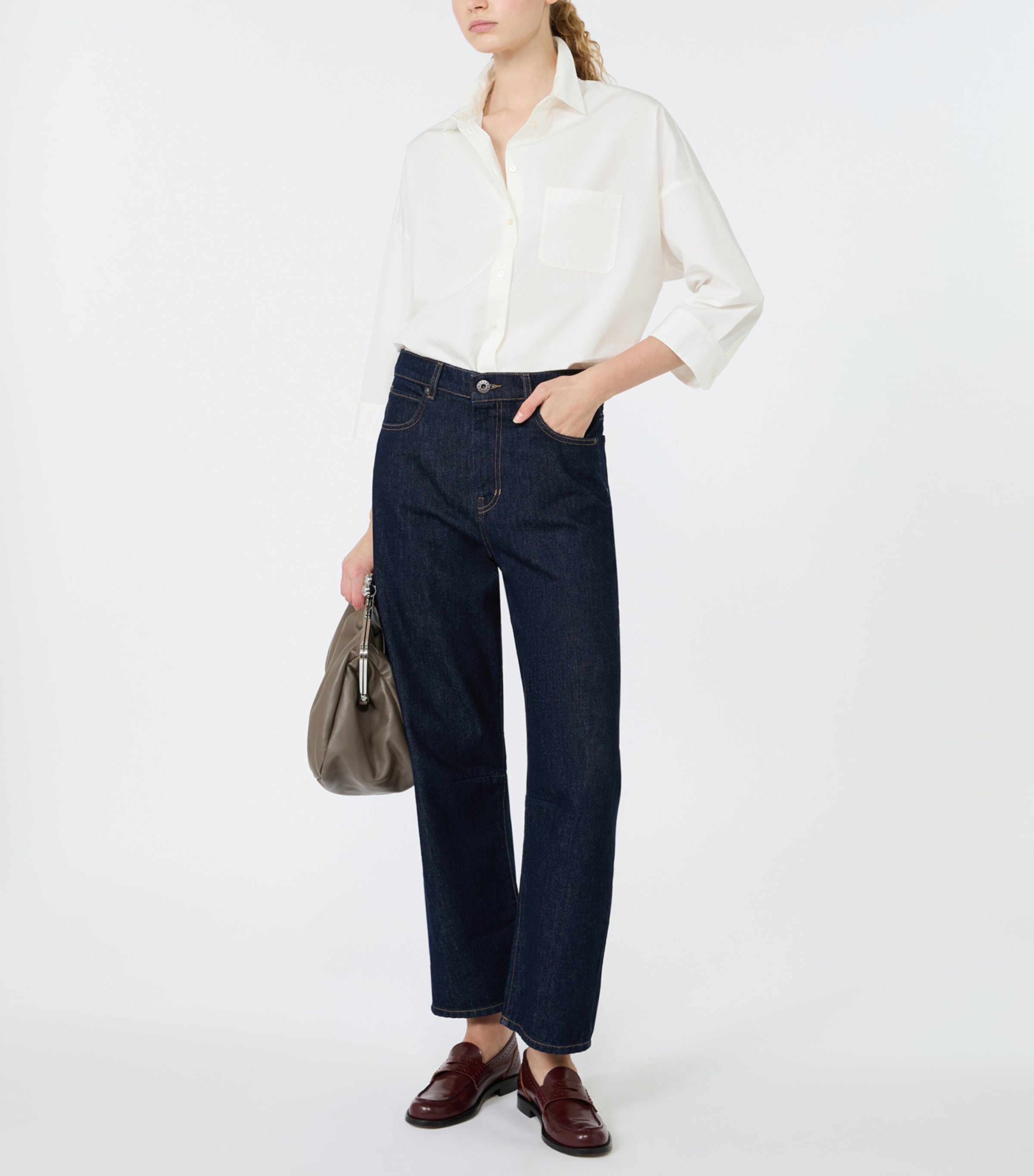 Weekend Max Mara Womens Cotton Cropped Sleeve Shirt White Image 2