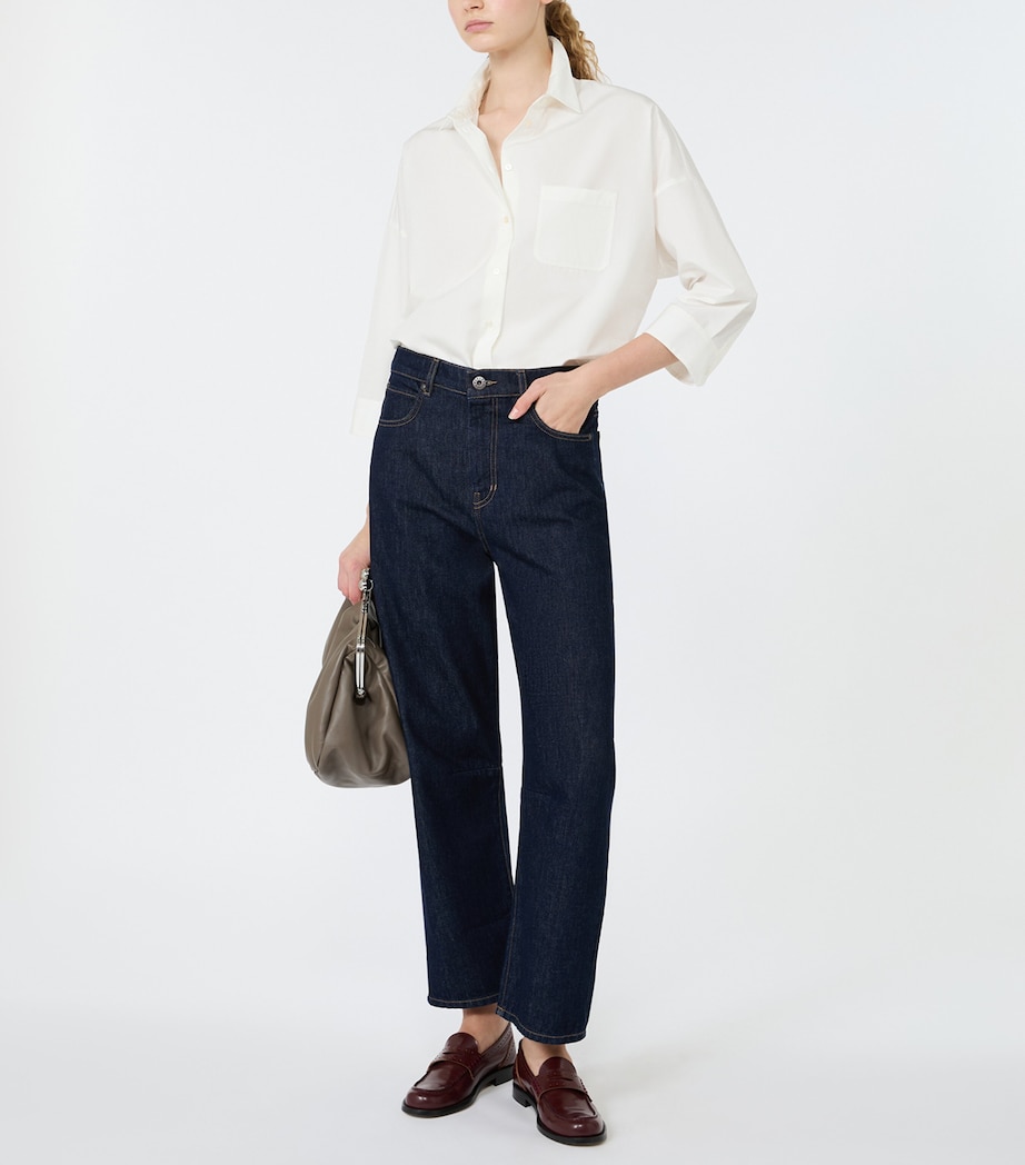 Weekend Max Mara Womens Cotton Cropped Sleeve Shirt White Image 2