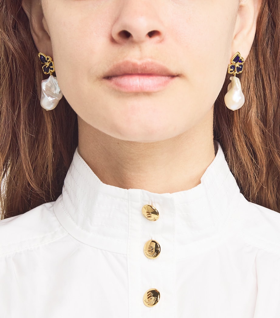 Pearl Bloom Earrings GOBLU/GOLD/BLUE Image 2