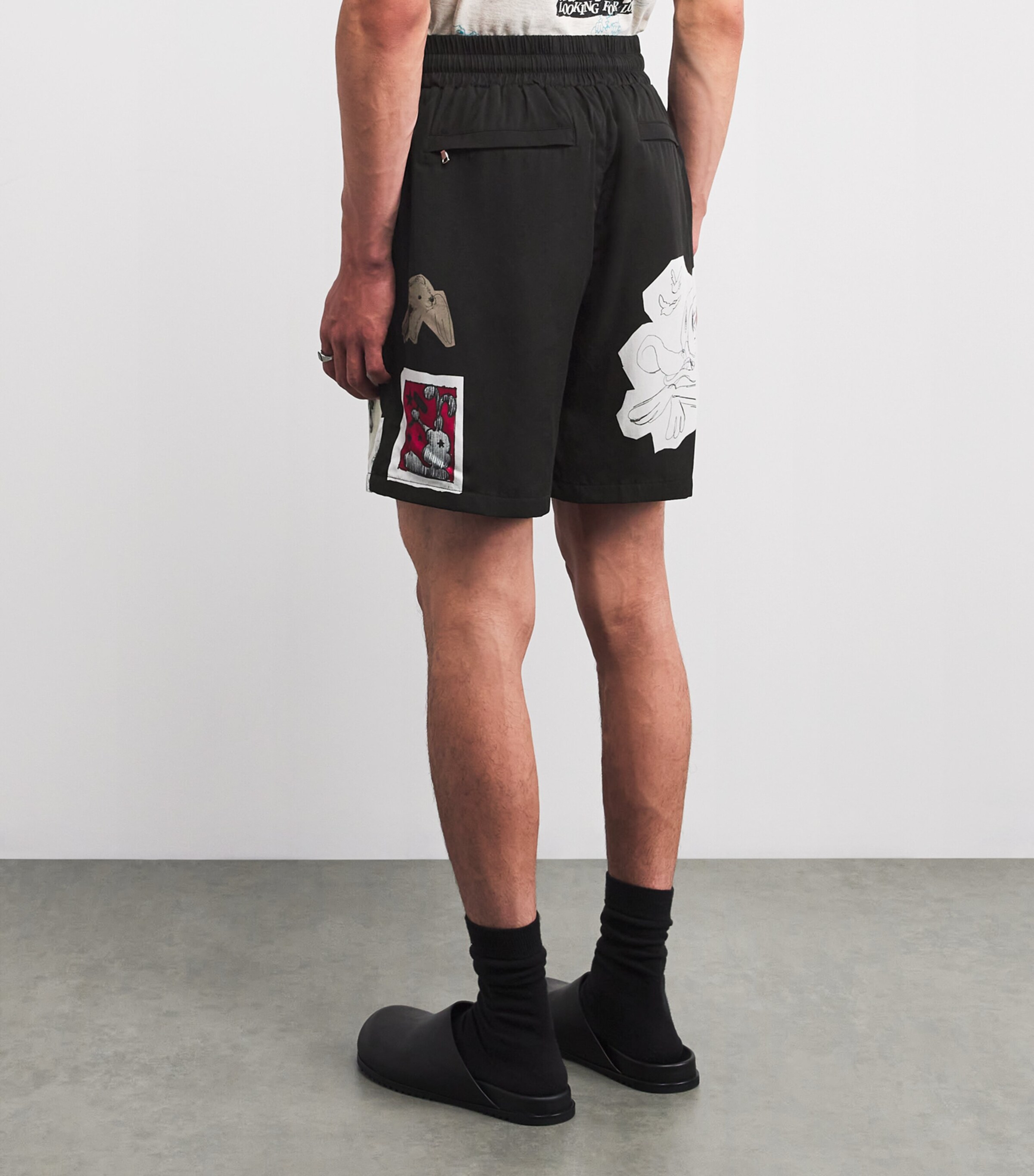DOMREBEL Mens Cotton Assemblage Shorts Black Image 4