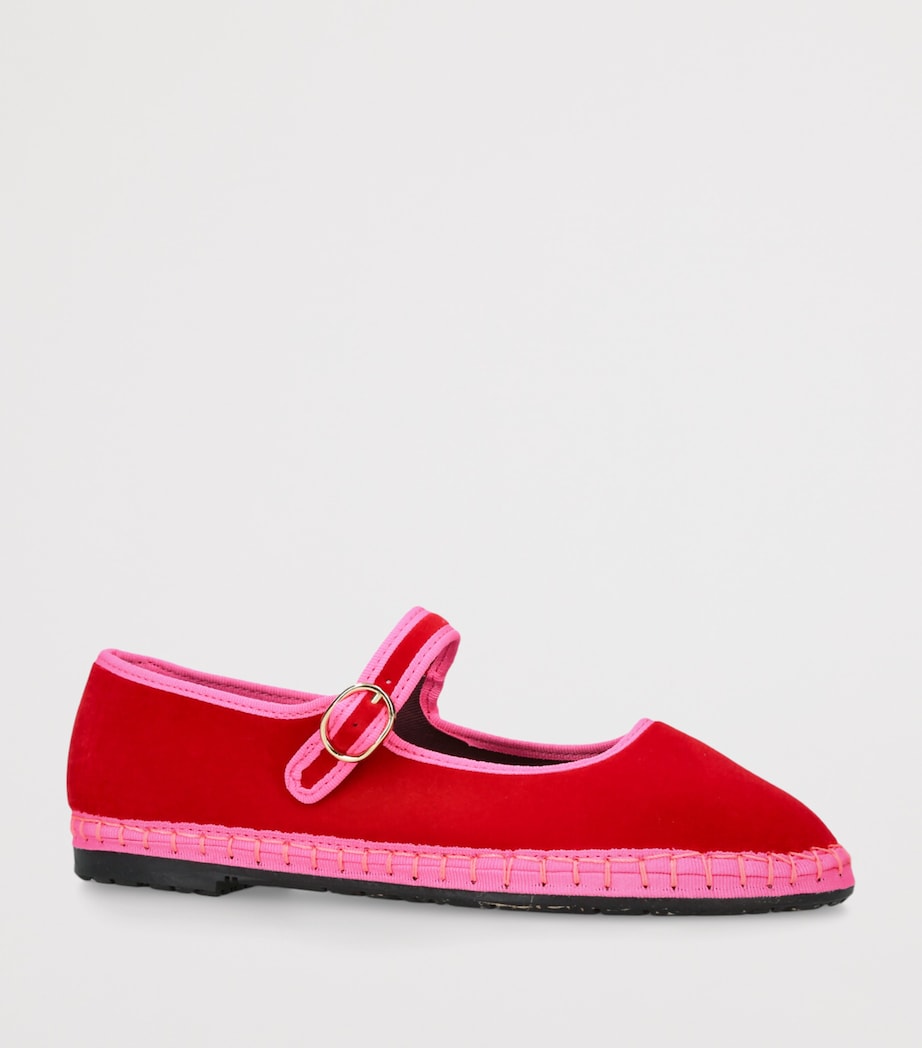 Flabelus Velvet Aurelie Mary Jane Flats Pink Comb Image 3