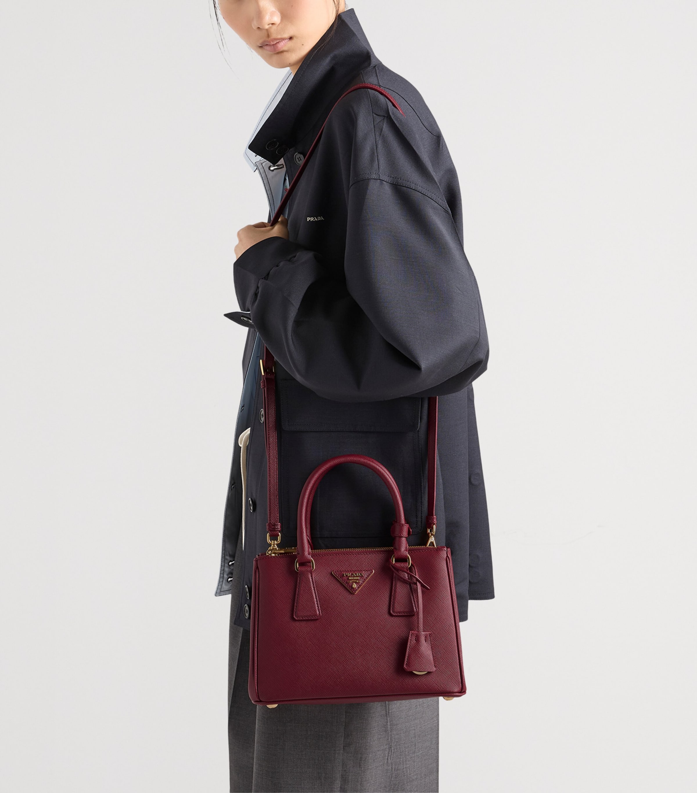 Prada Small Saffiano Leather Galleria Top-Handle Bag Red Image 4