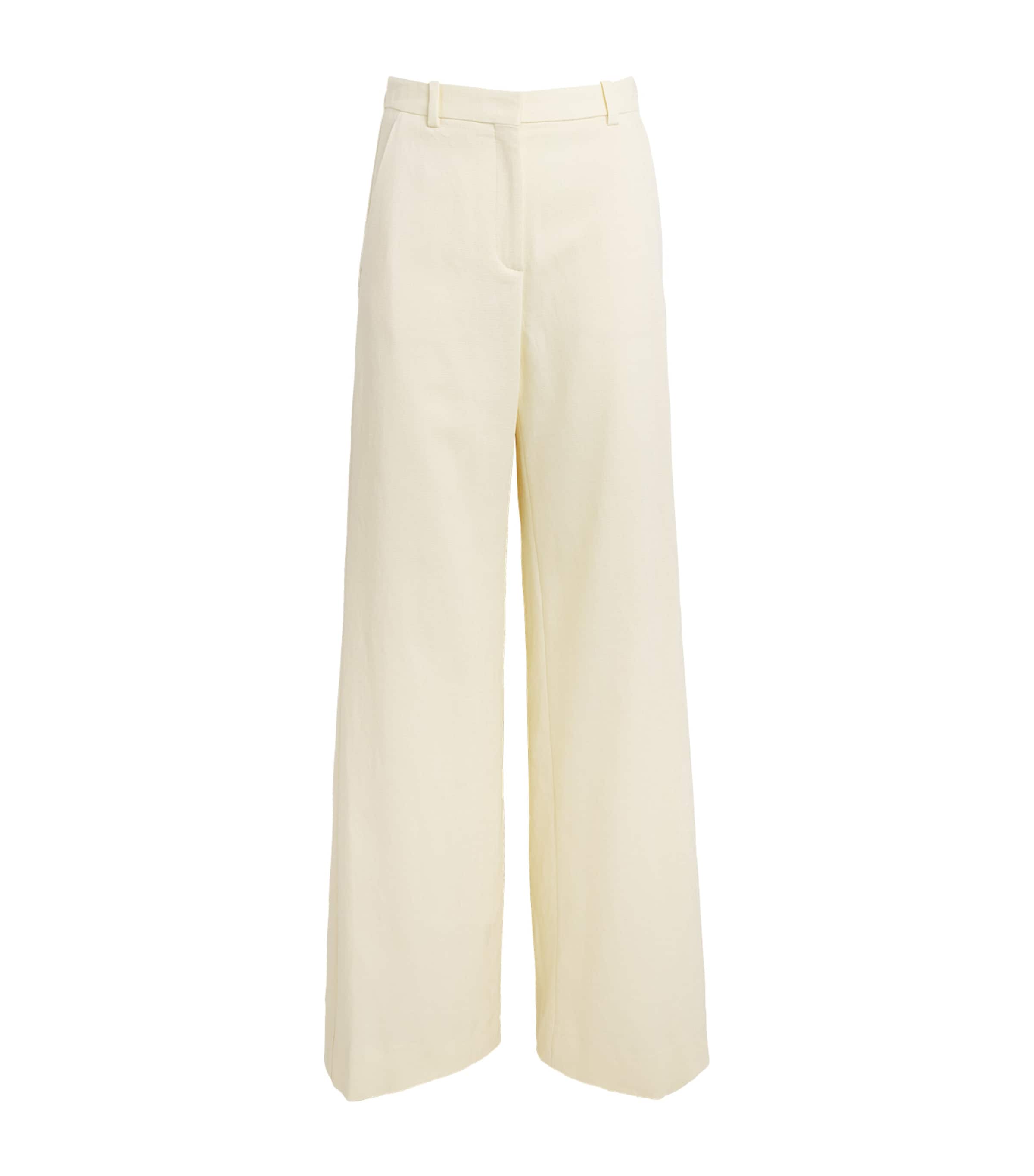 Maje Womens Tailored Wide-Leg Trousers Pale Yellow Image 1