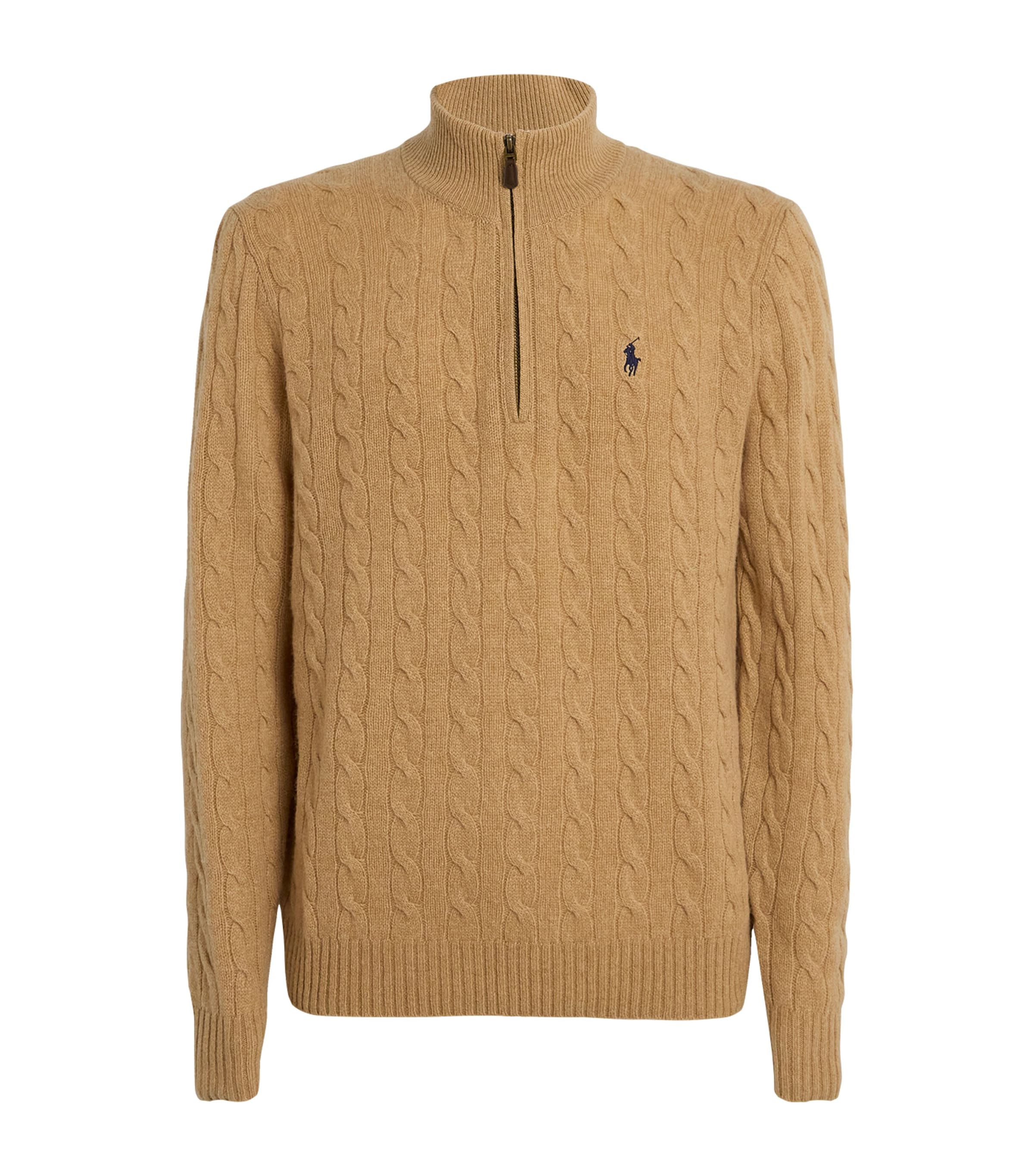 Polo Ralph Lauren Wool-cashmere Quarter-zip Sweater In Brown