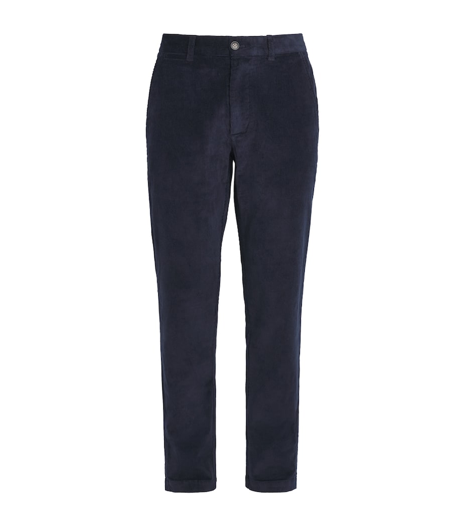 Barbour Mens Stretch-Cotton Corduroy Tailored Trousers Navy Image 1